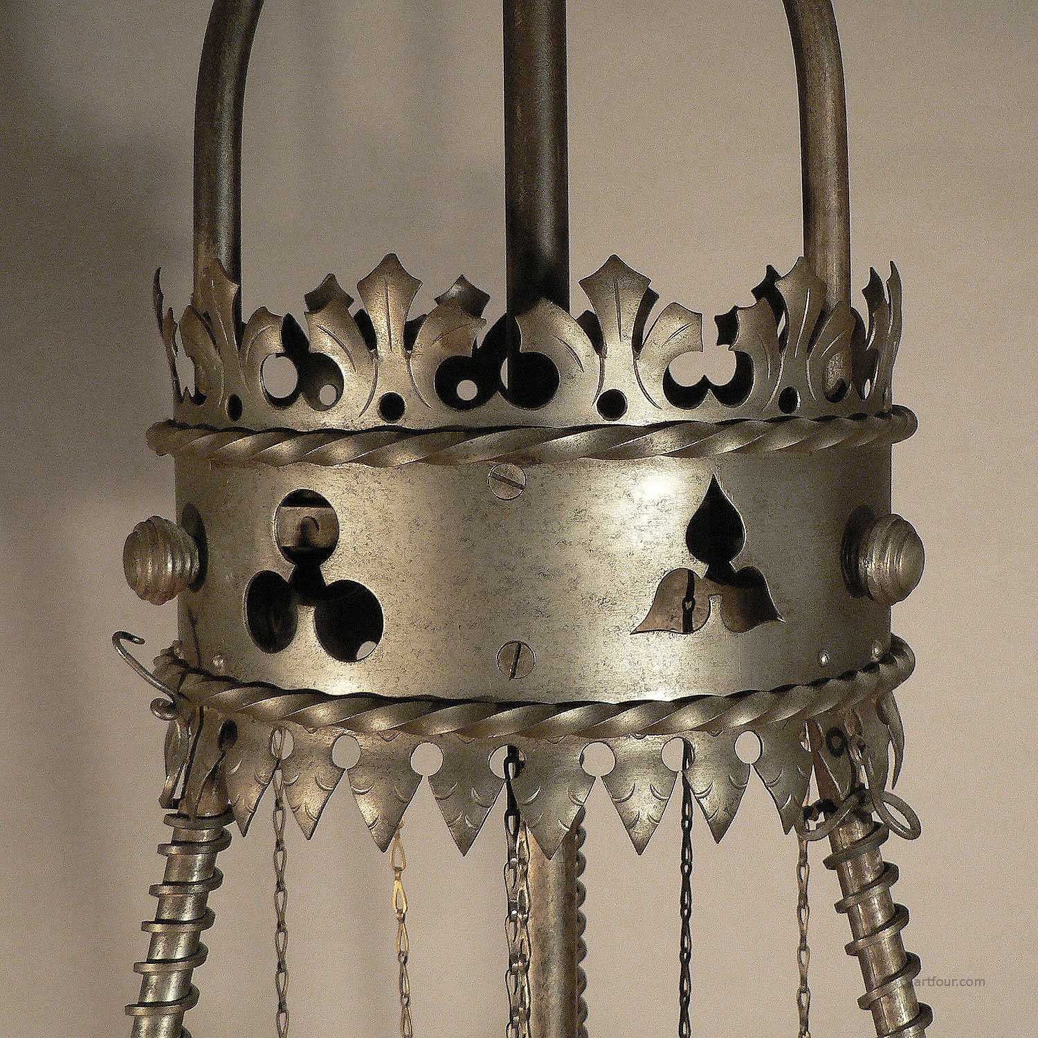 Antique Handforged Iron Candle Luster from a German Castle