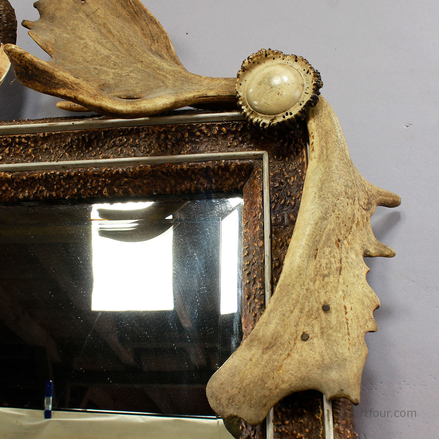 Antique Antler Mirror with Console Table, Austria, ca. 1860