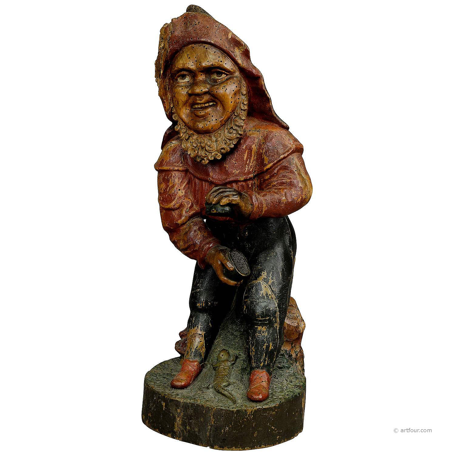 Whimsical Carving of a Dwarf with Snuffbox 19th century