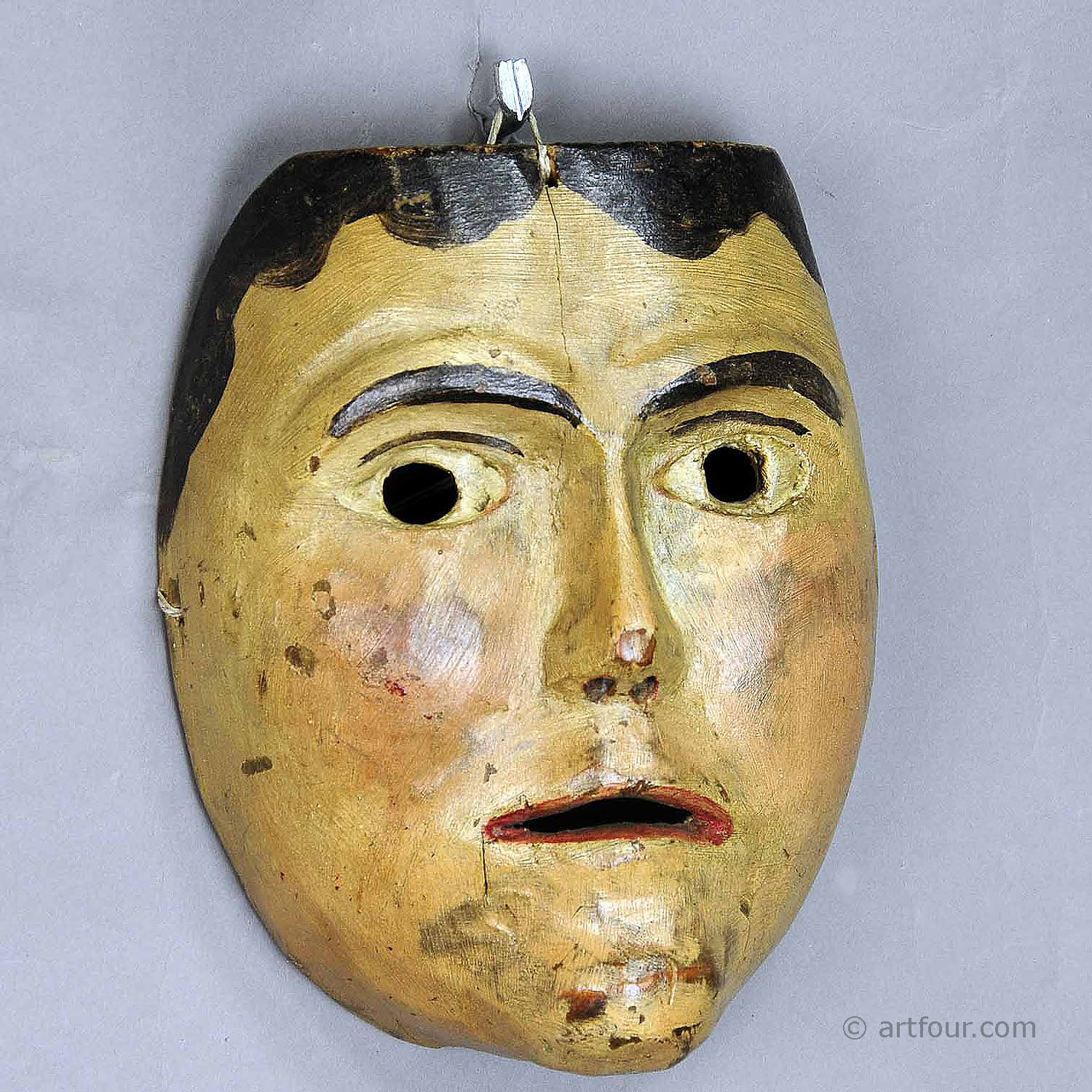 Antique Folksy Hand Carved Tyrolian Carnival Fasnet Mask