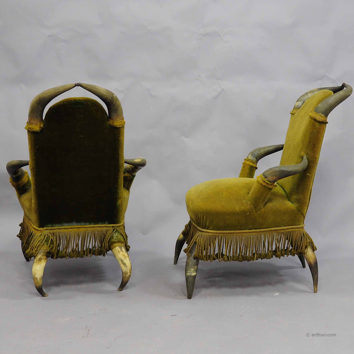 Four Antique Bull Horn Chairs ca. 1870