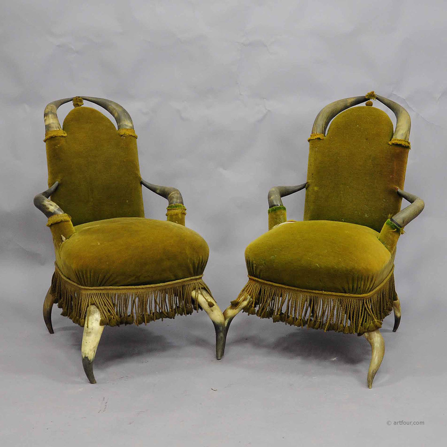 Four Antique Bull Horn Chairs ca. 1870
