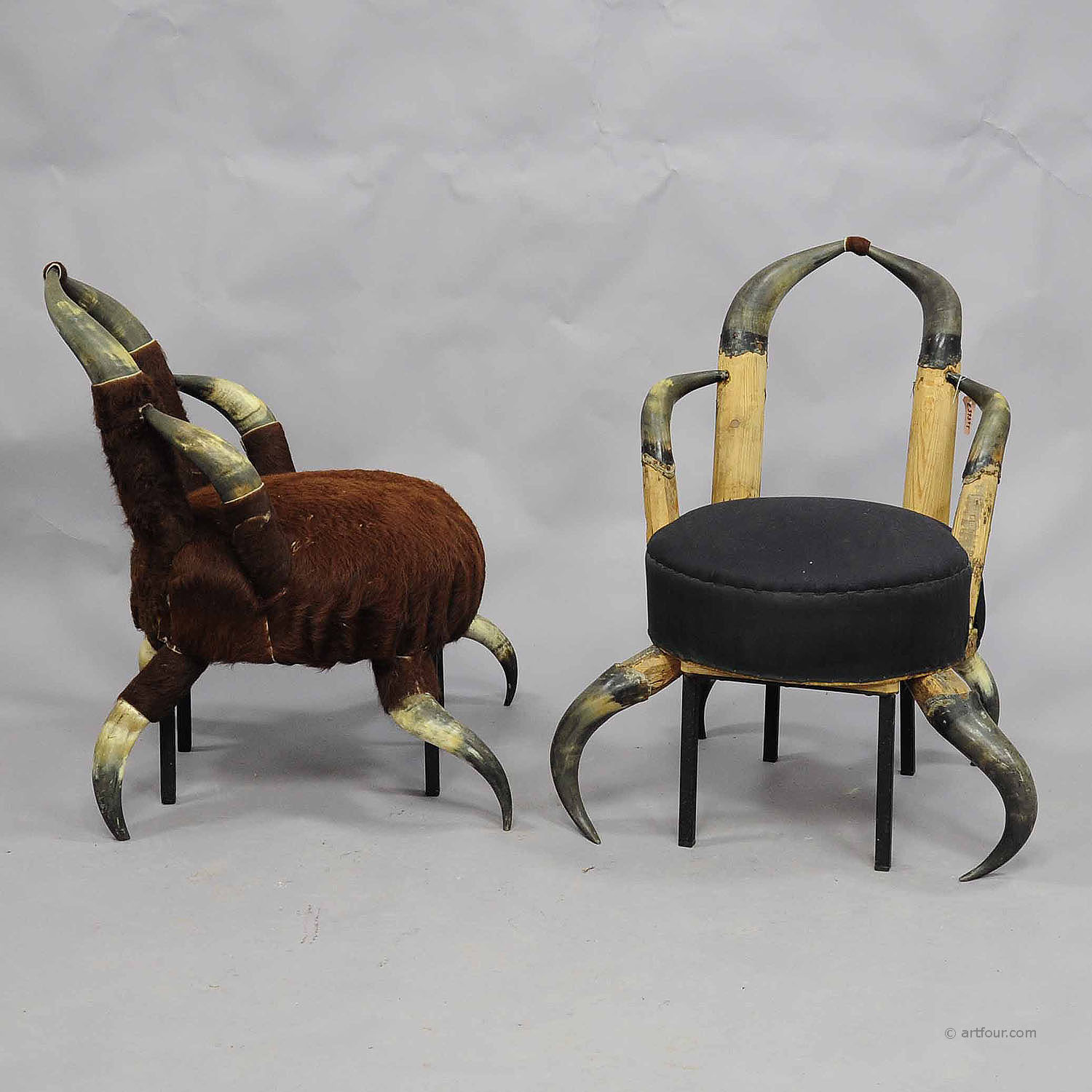 Pair Small Antique Horn Chairs, Austria ca. 1870