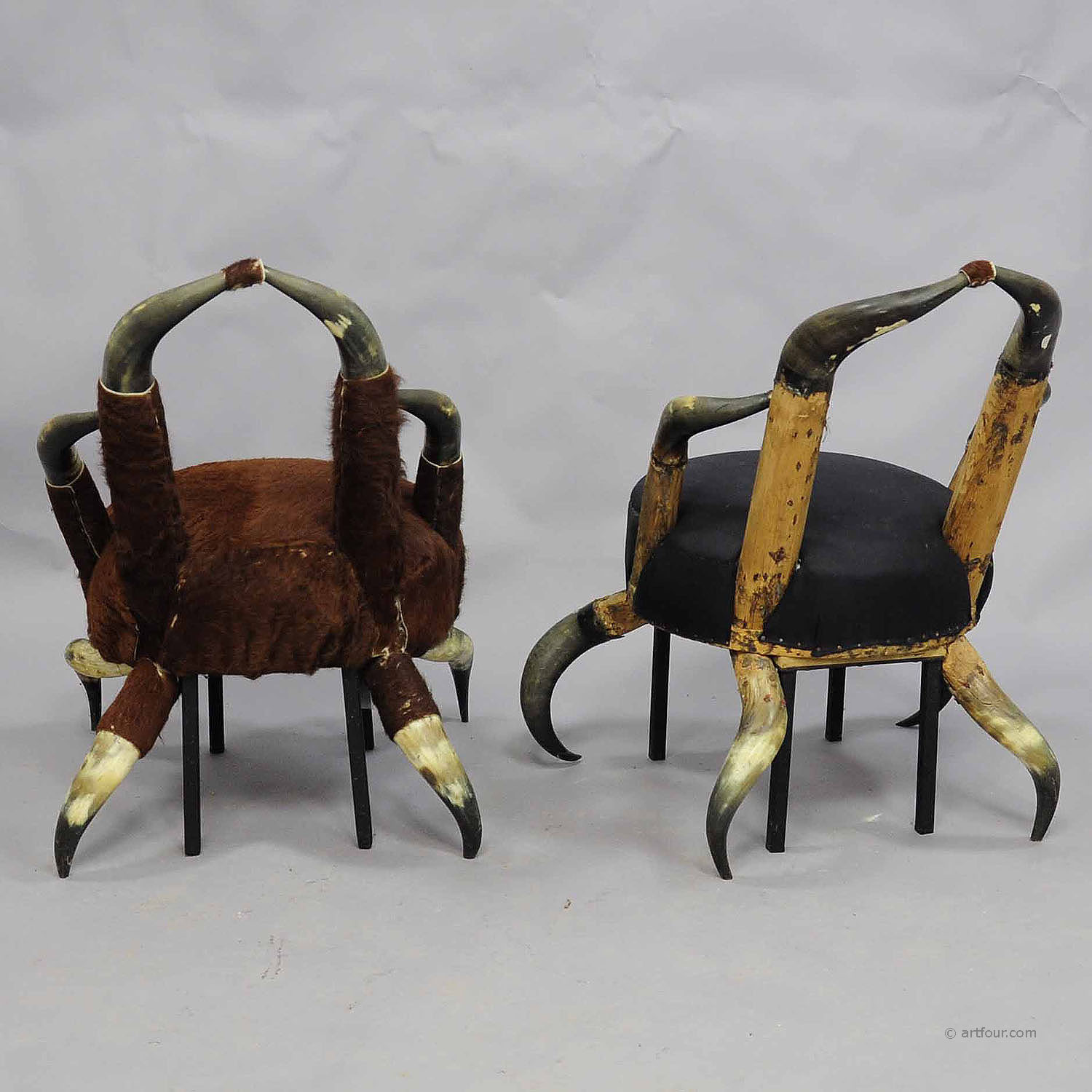 Pair Small Antique Horn Chairs, Austria ca. 1870