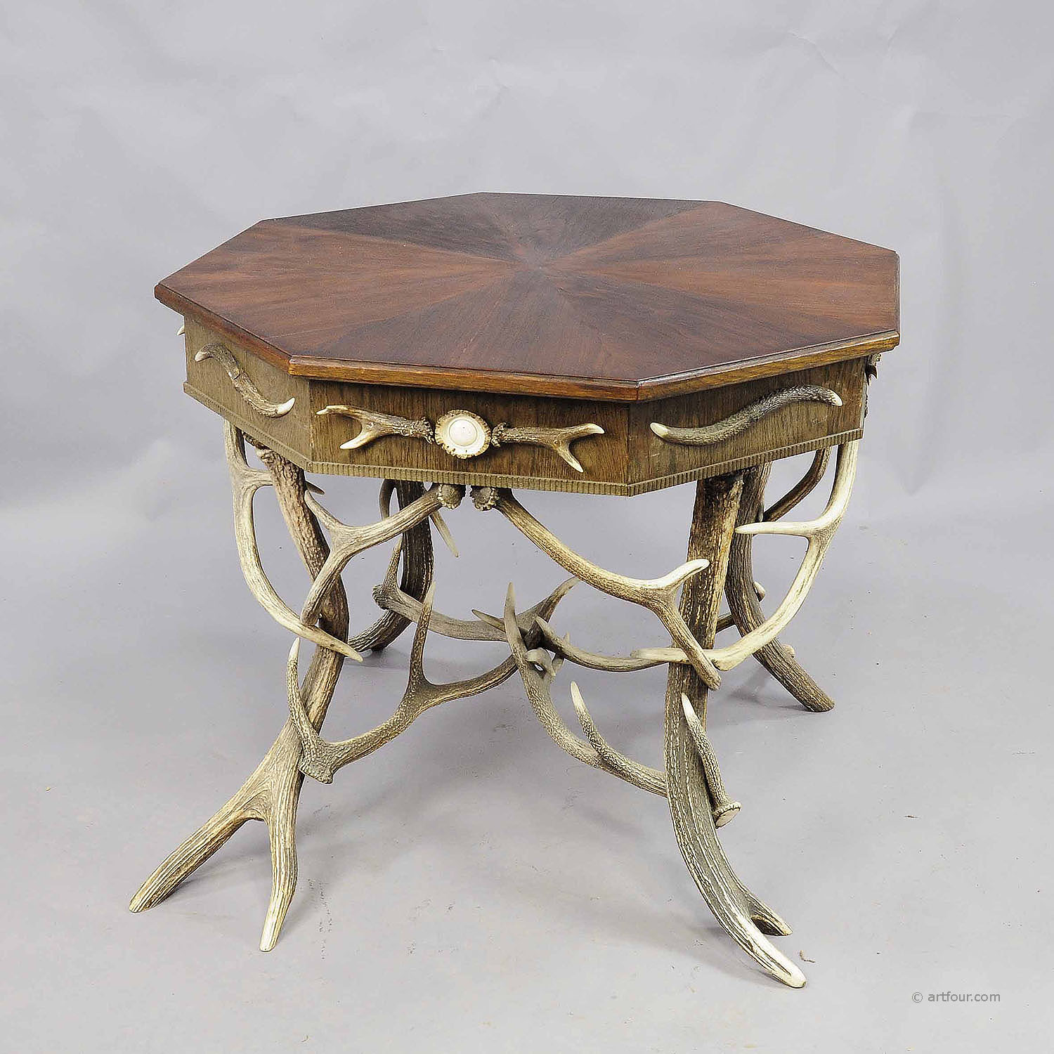 Elaborately Crafted Octagonal Antler Table ca. 1900
