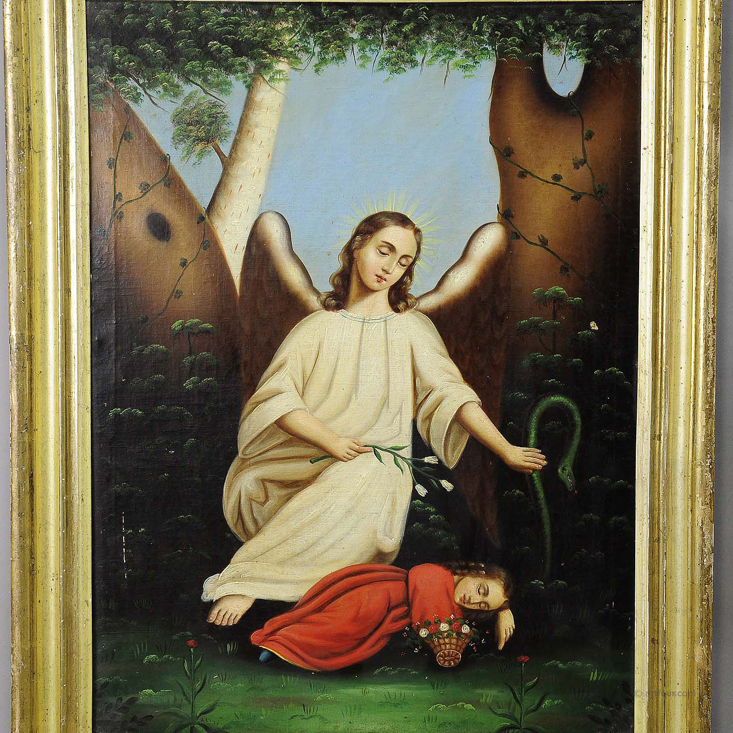 Oil Painting on Canvas Painting Angel with Sleeping Child