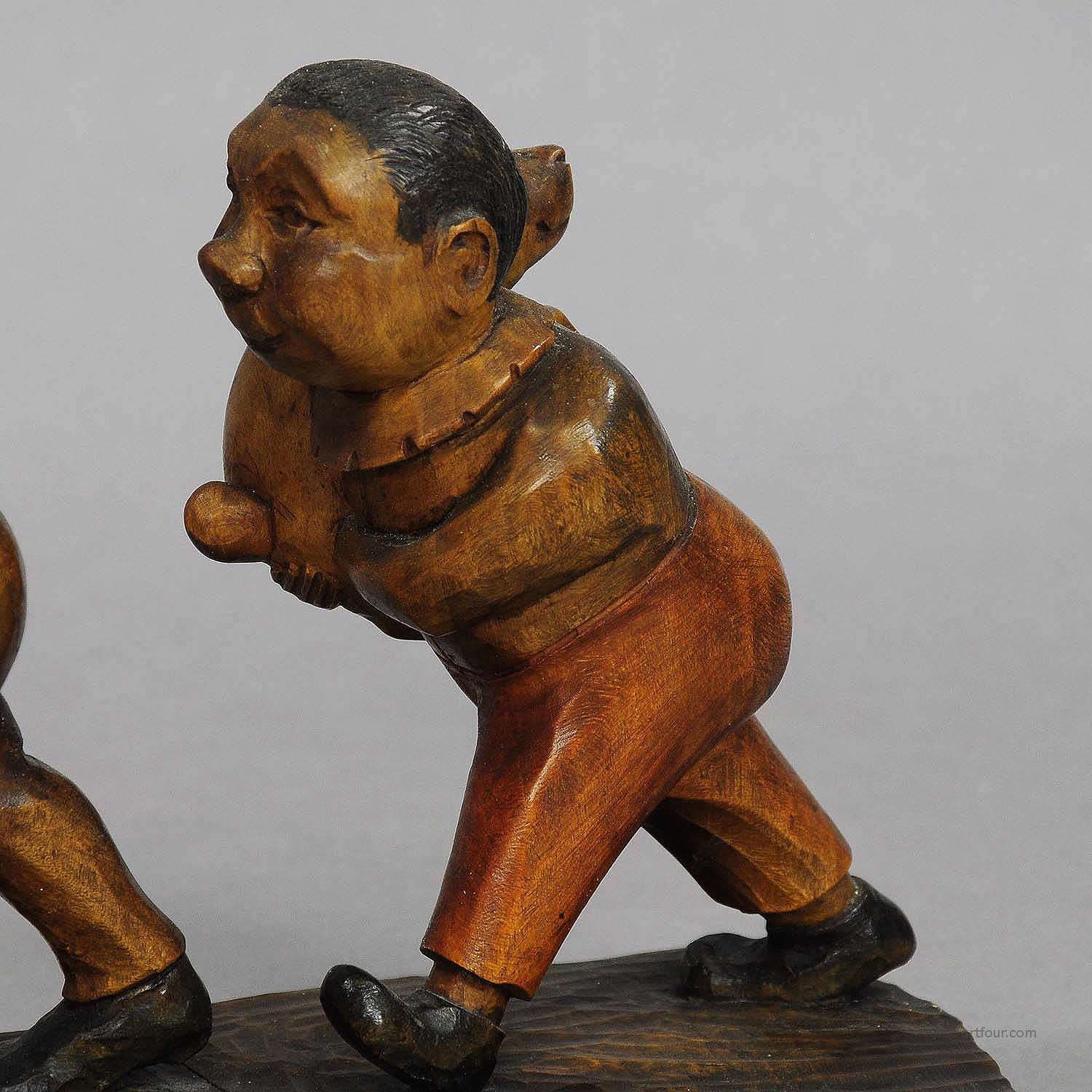 Whimsy Antique Woodcarving of Plisch and Plum by Wilhelm Busch