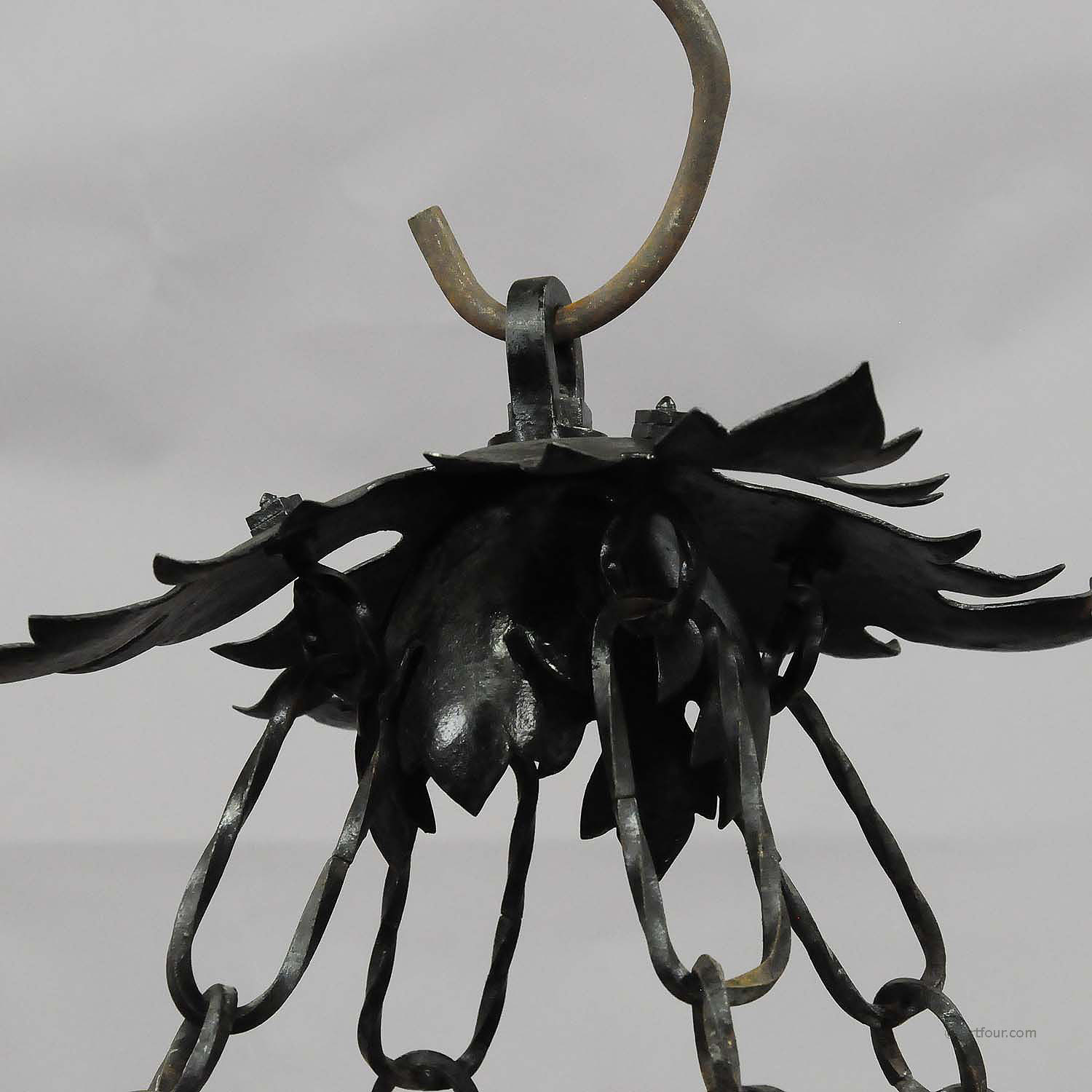 Vintage Antler Chandelier with Forged Iron Suspension