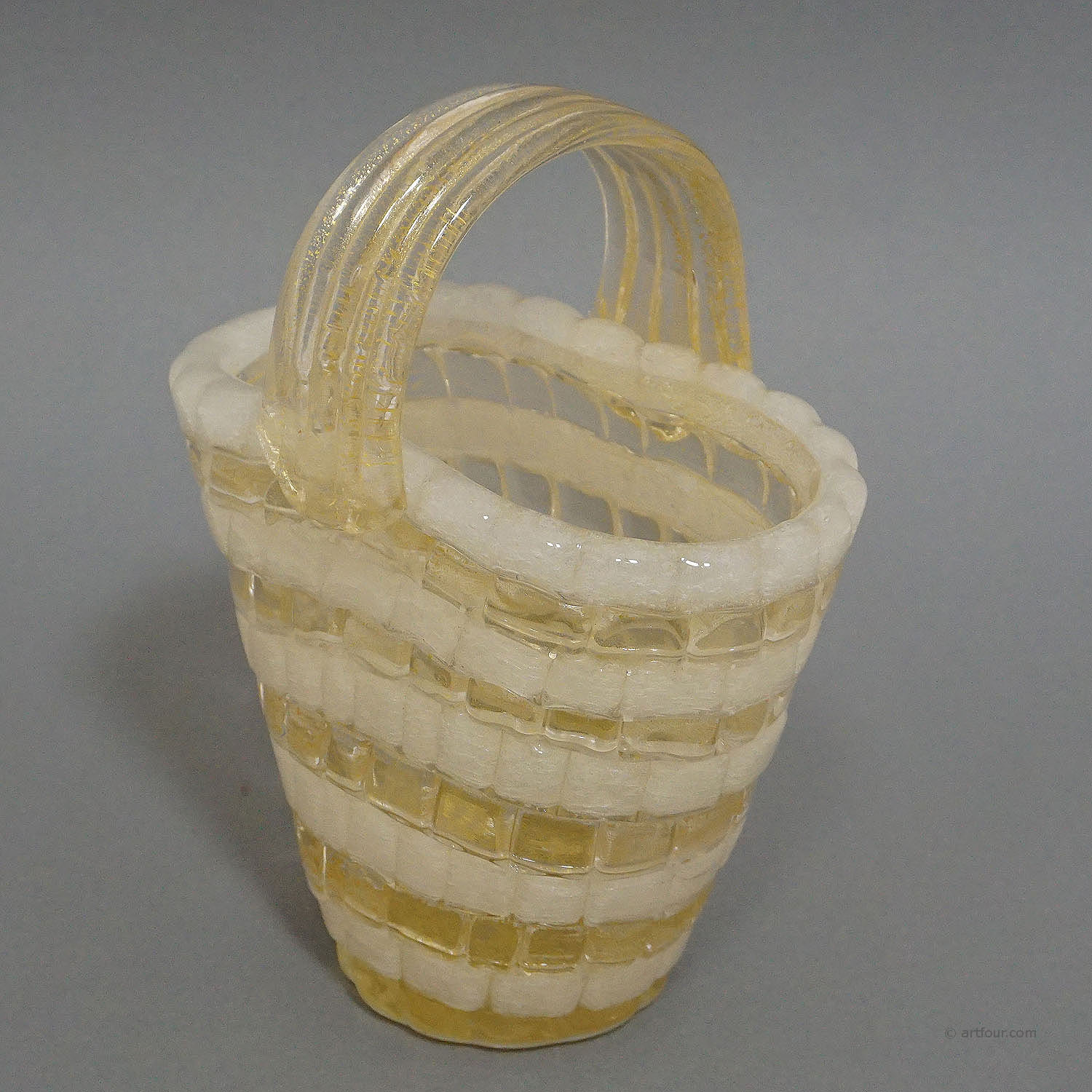 Ercole Barovier for Barovier & Toso Attr. Glass Basket circa 1940s