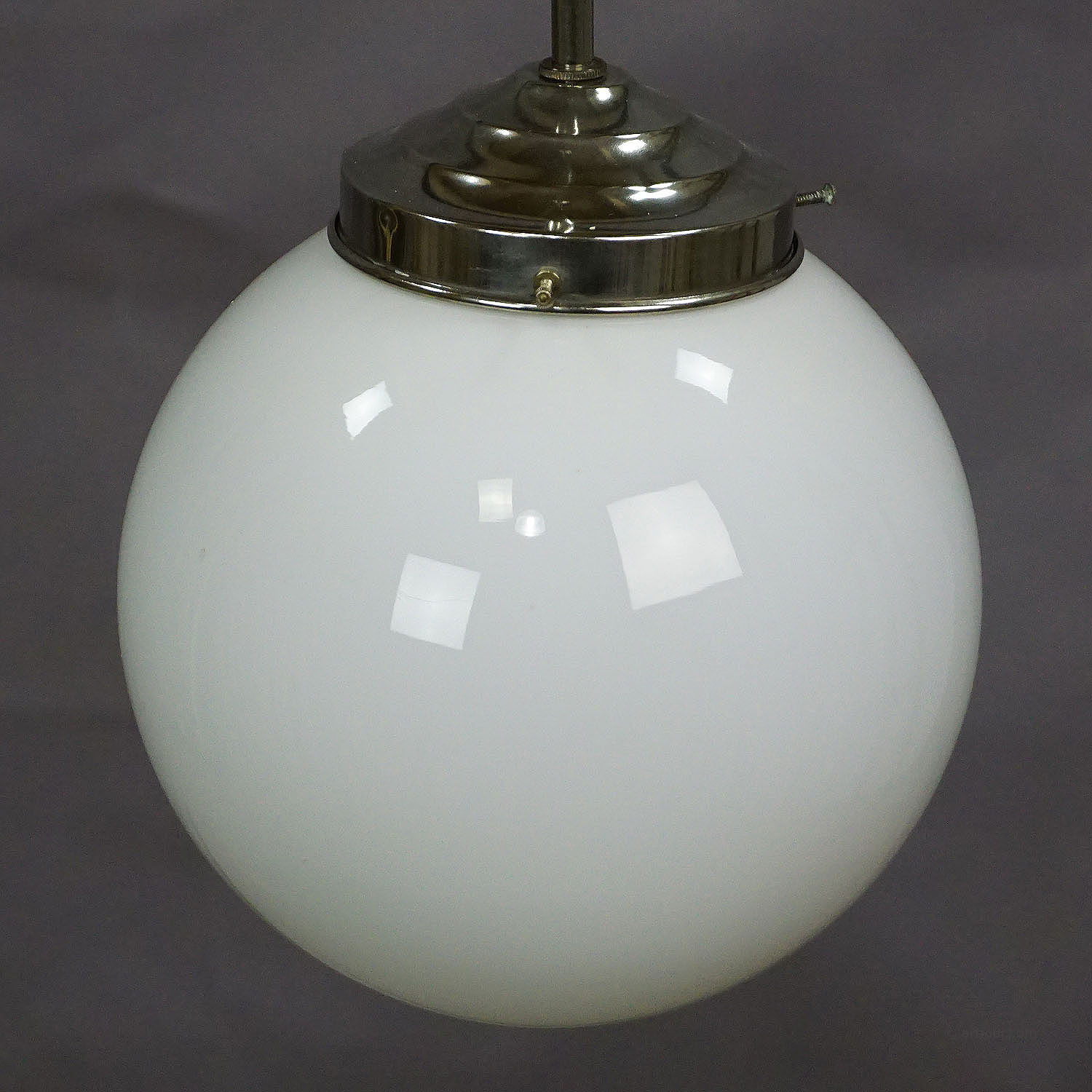 Functionalistic Bauhaus Style Pendant Light with Opaline Glass Shade
