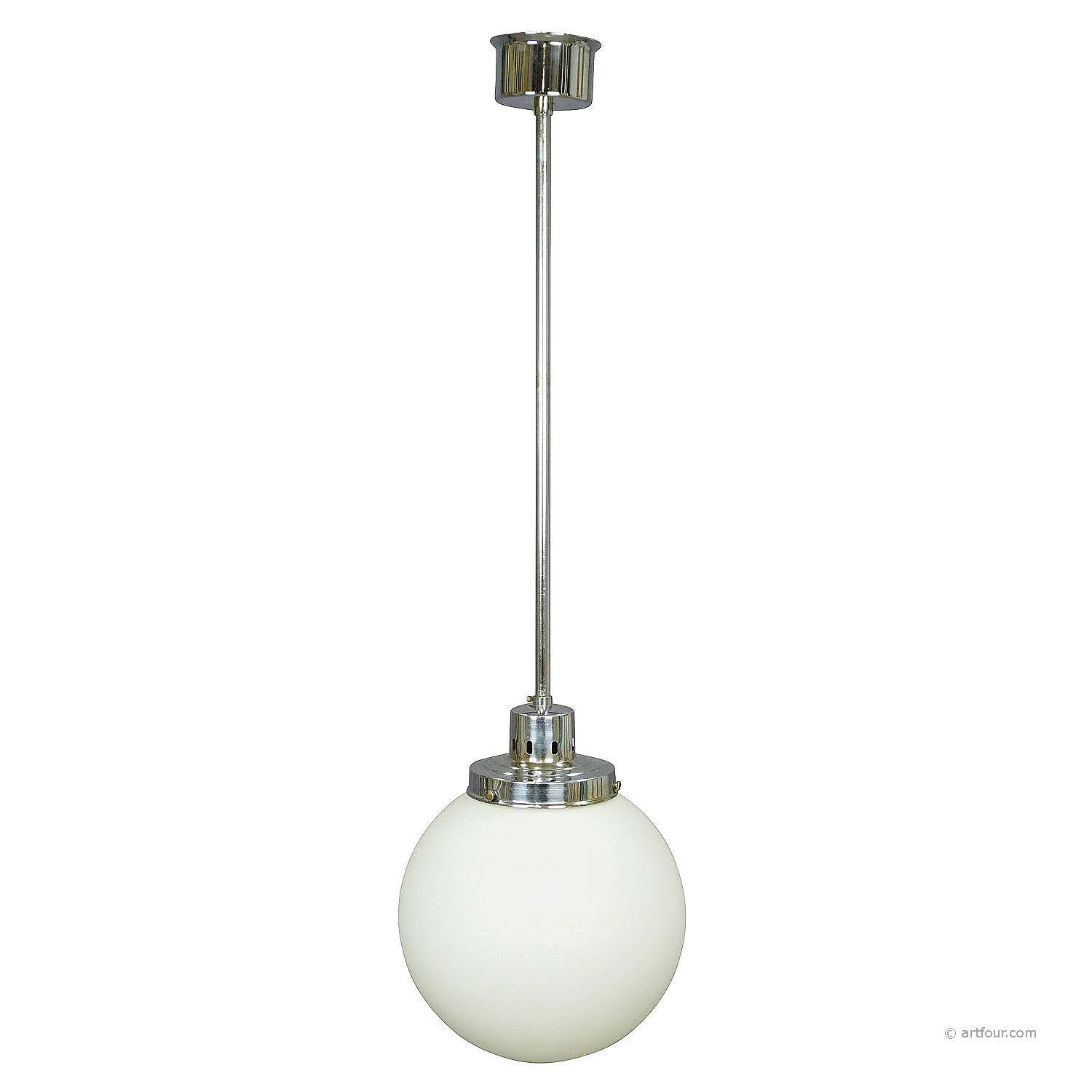 Antique Bauhaus Style Pendant Light with Opaline Glass Shade