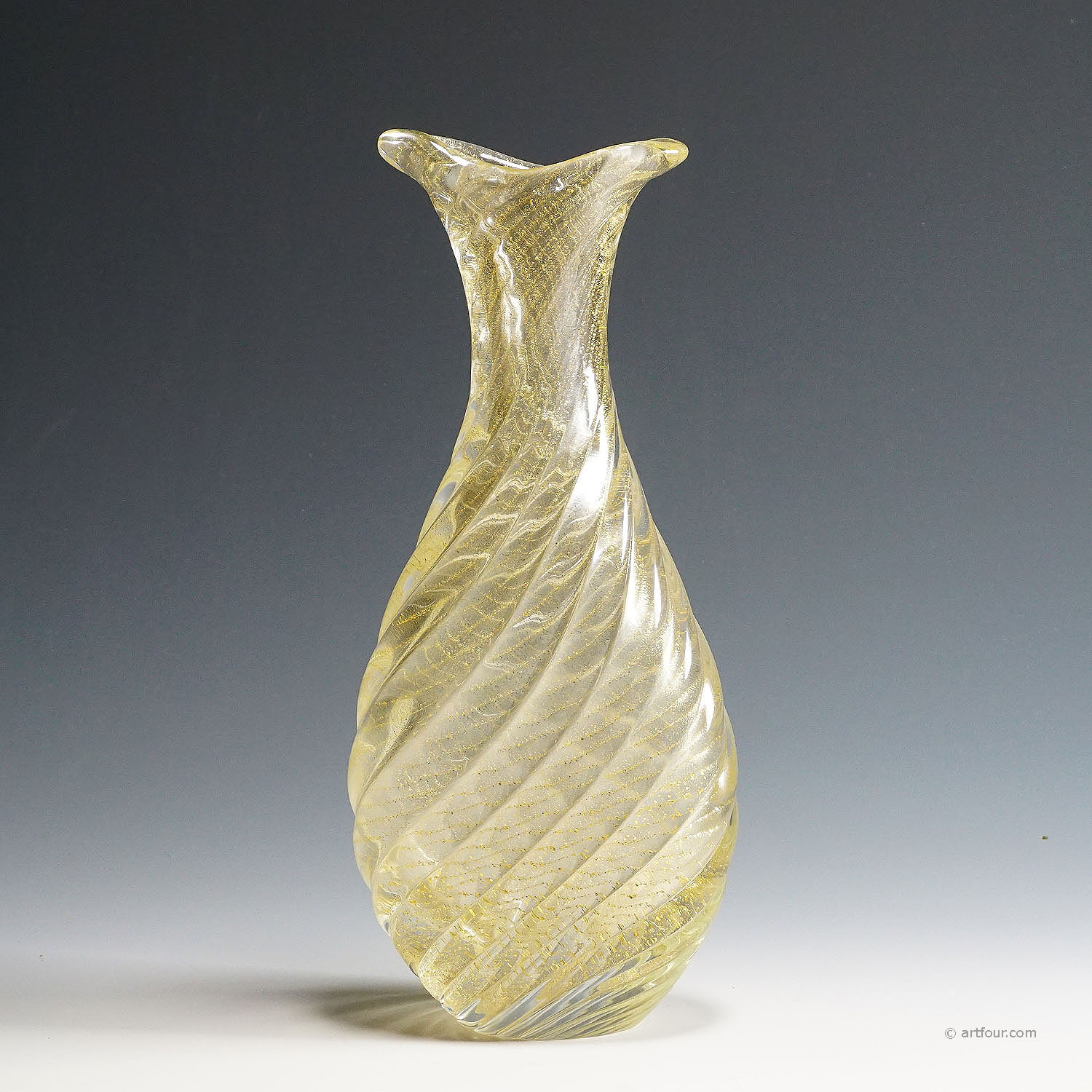 Flavio Poli for Seguso Vetri d'Arte Vase Incrociato oro 1949