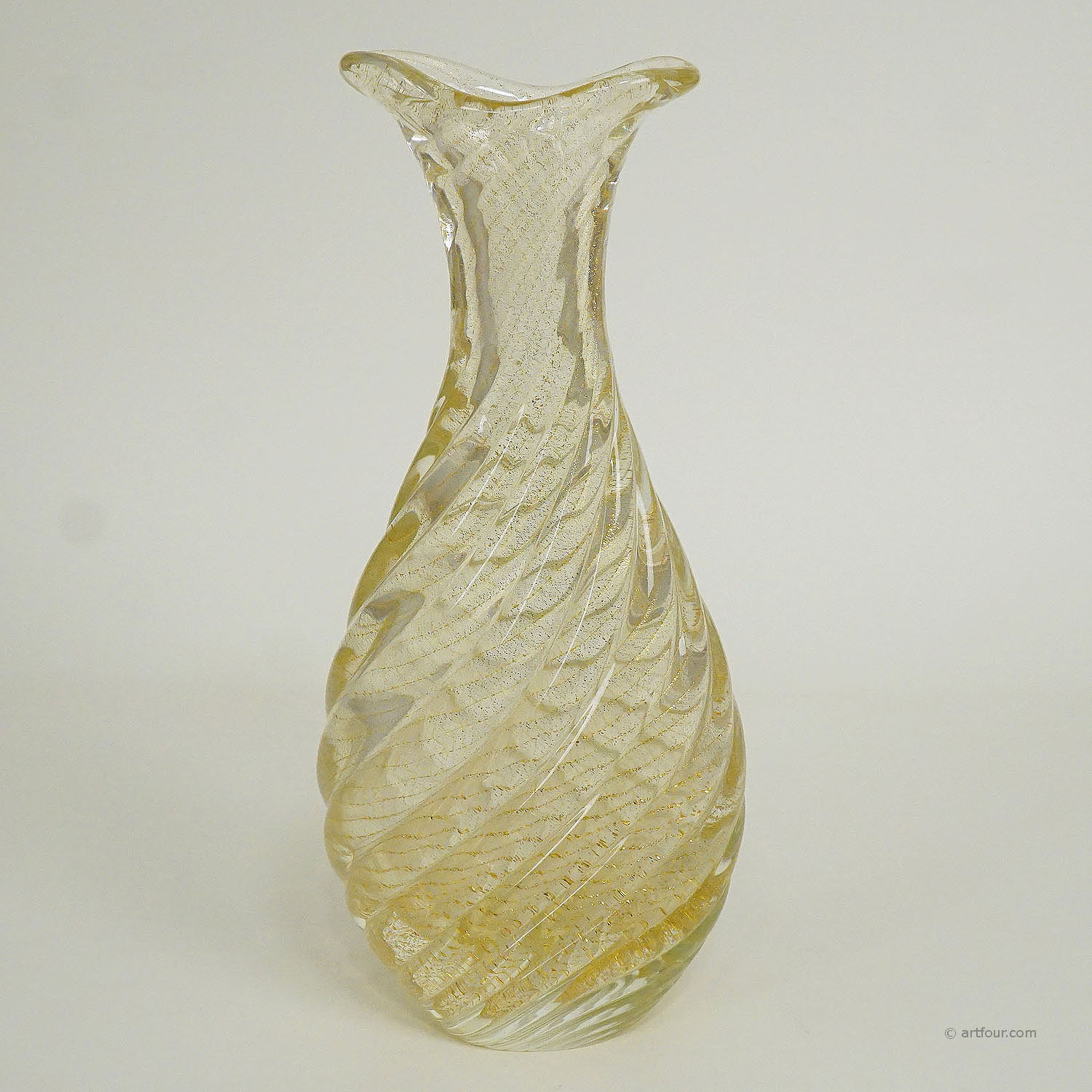 Flavio Poli for Seguso Vetri d'Arte Vase Incrociato oro 1949