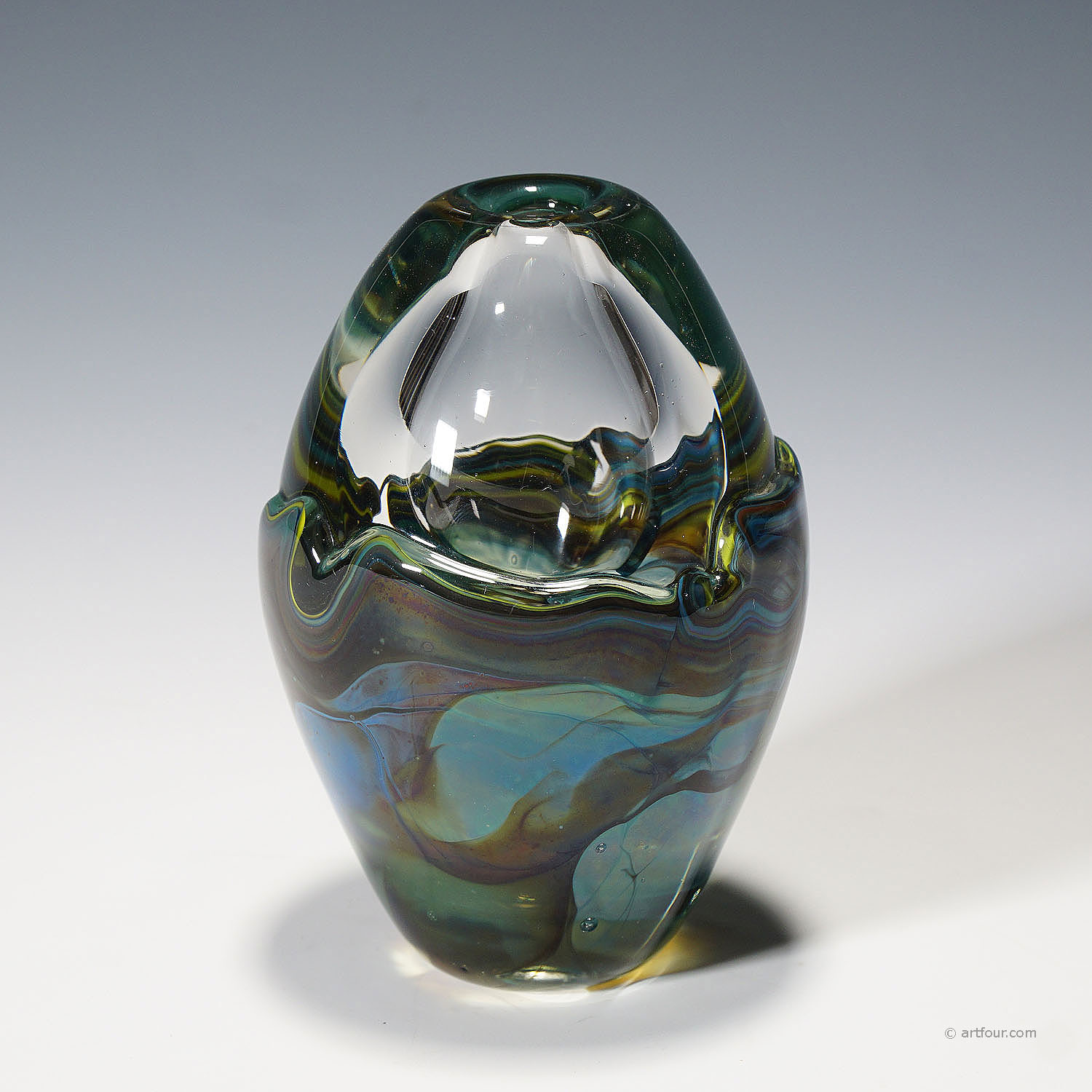 Vintage Studio Glass Designed by German Artist Udo Edelmann 1988