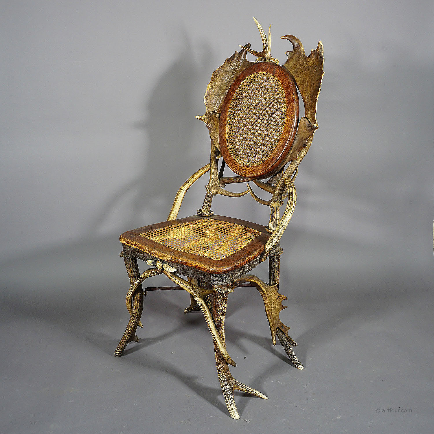 Pair Antique Rustic Antler Parlor Chairs, Germany ca. 1900
