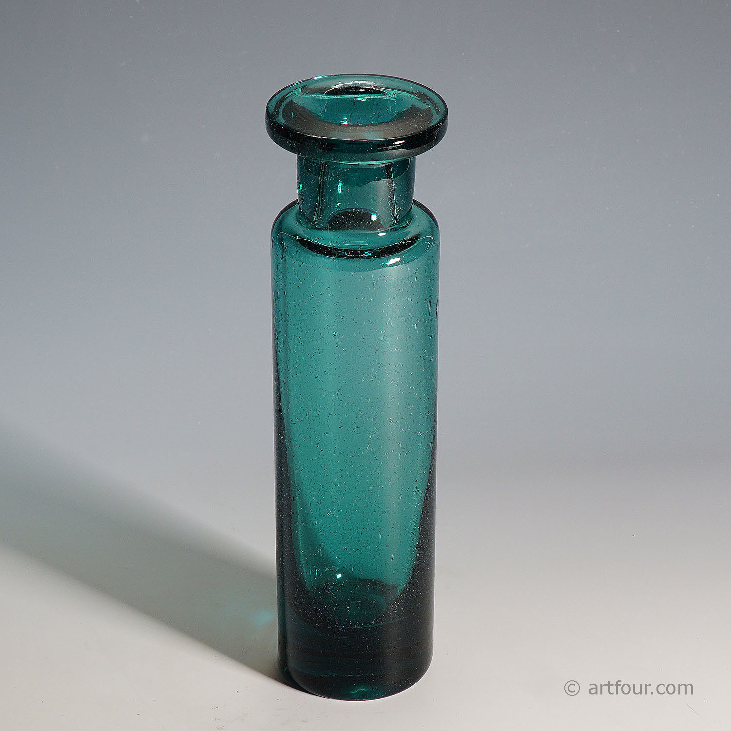 Vintage Petrol Colored Glass Vase by Ichendorfer Glassworks ca. 1960s