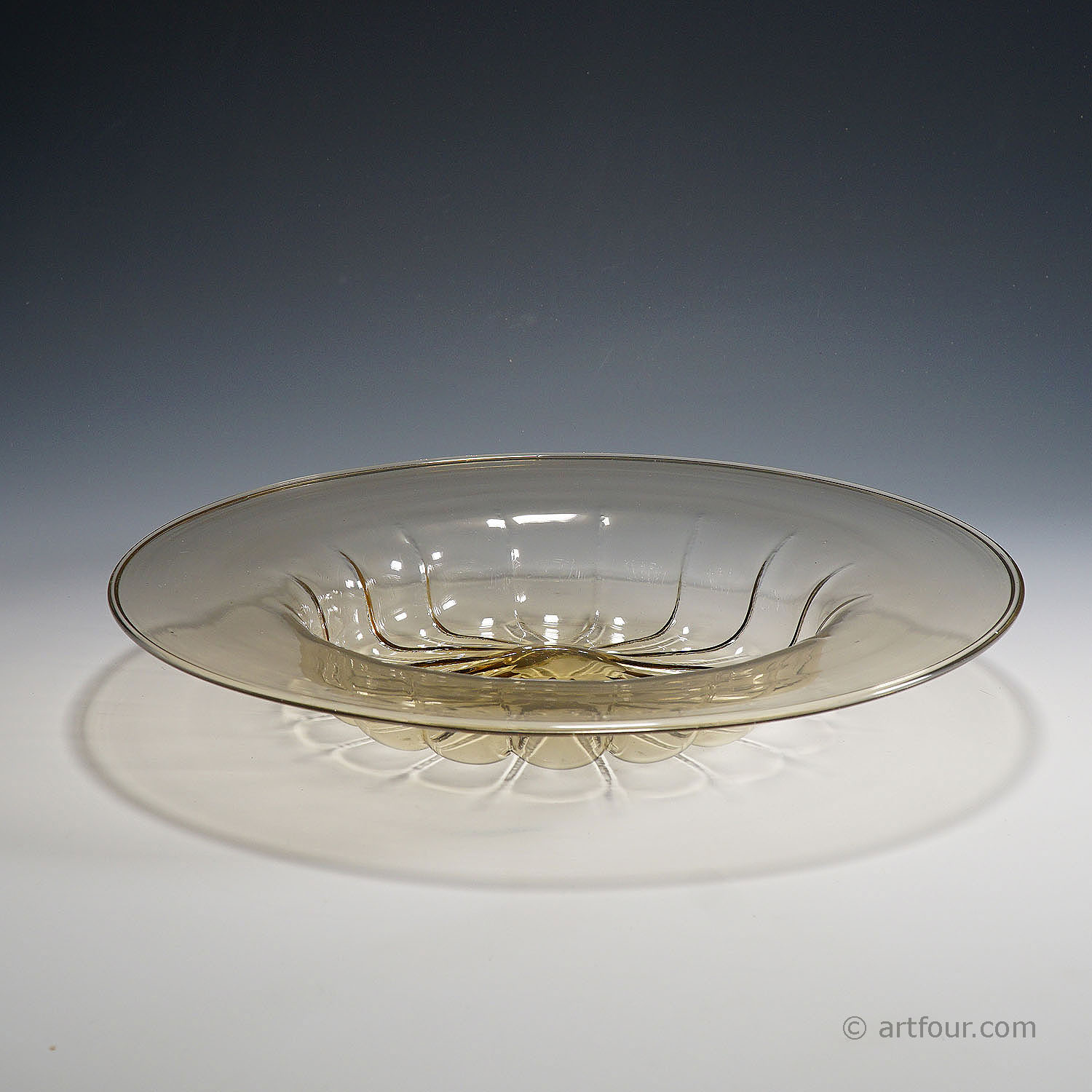 Vetro Soffiato Glass Plate by Vittorio Zecchin for Venini Murano ca. 1925