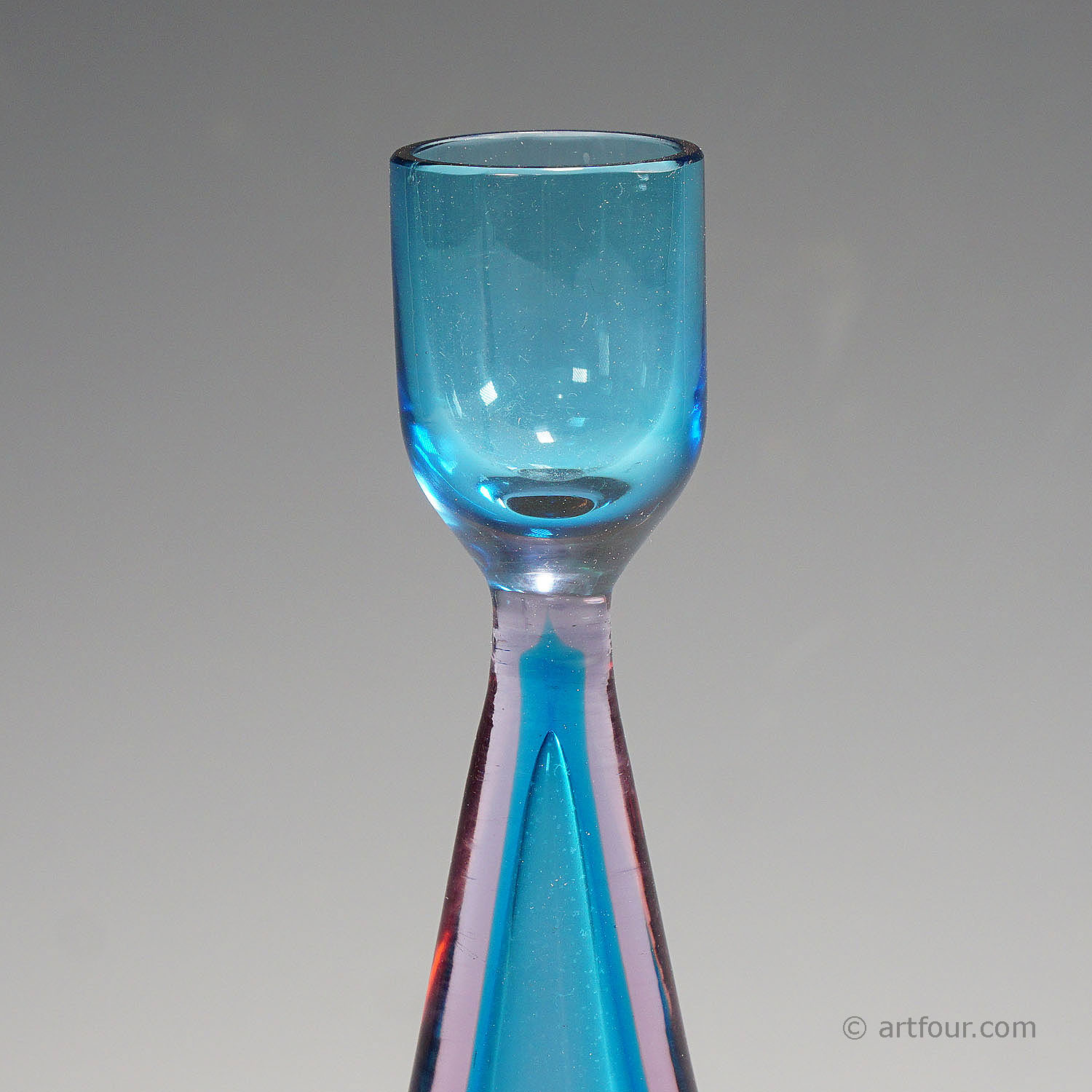 Seguso Vetri d'Arte (attr.) Murano Sommerso Glass Candle Sticks 1960s