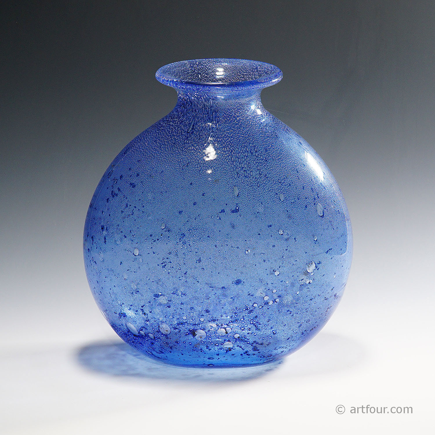 Monumental Ercole Barovier - Barovier & Toso Efeso Blue Vase 1964