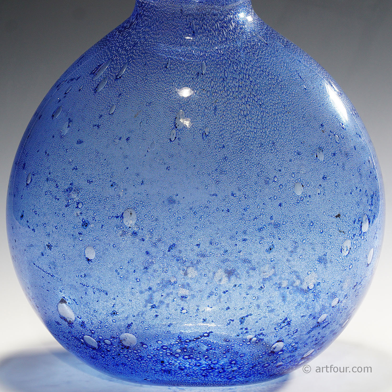 Monumental Ercole Barovier - Barovier & Toso Efeso Blue Vase 1964