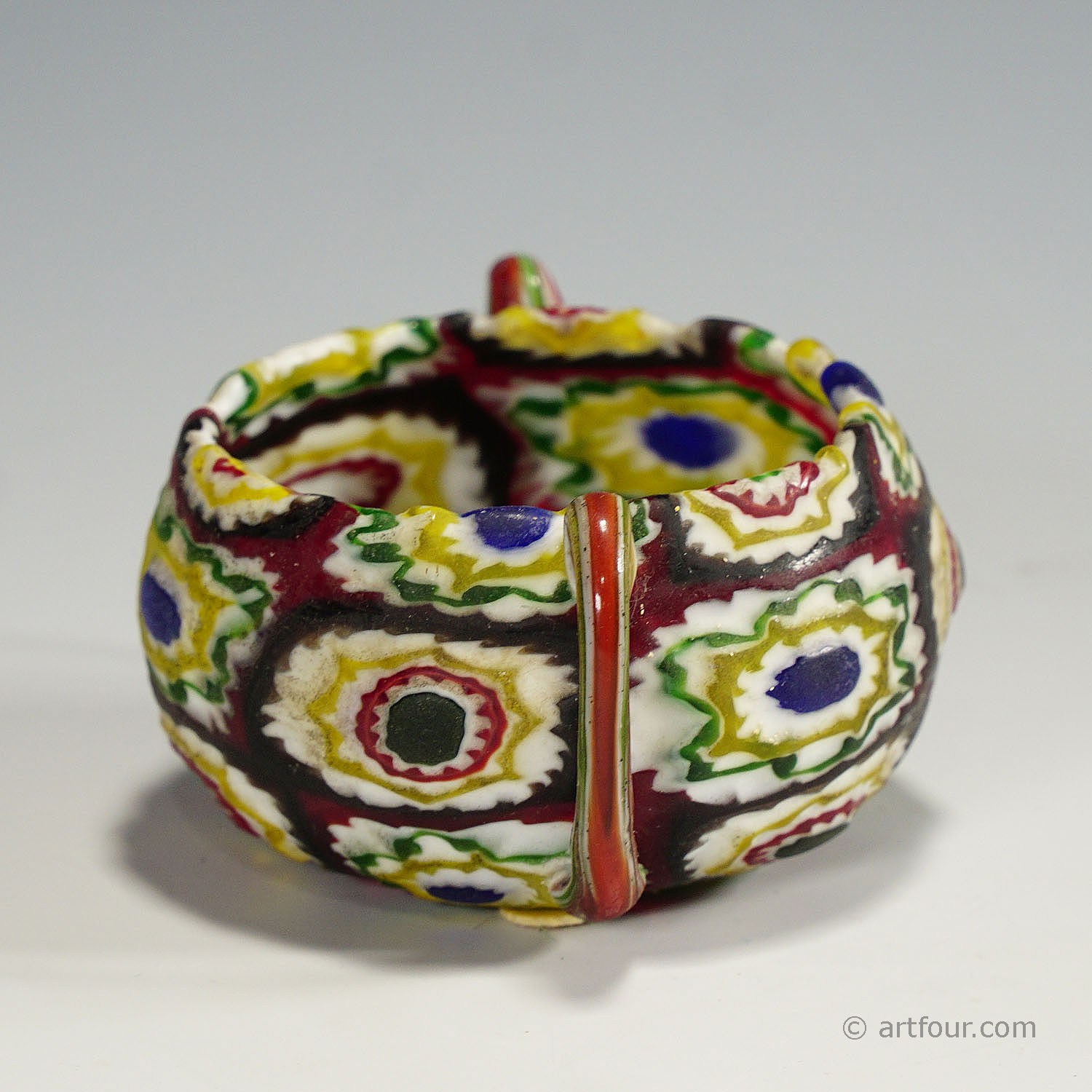 Fratelli Toso Millefiori Murrine Glass Handeled Bowl, Murano circa 1920
