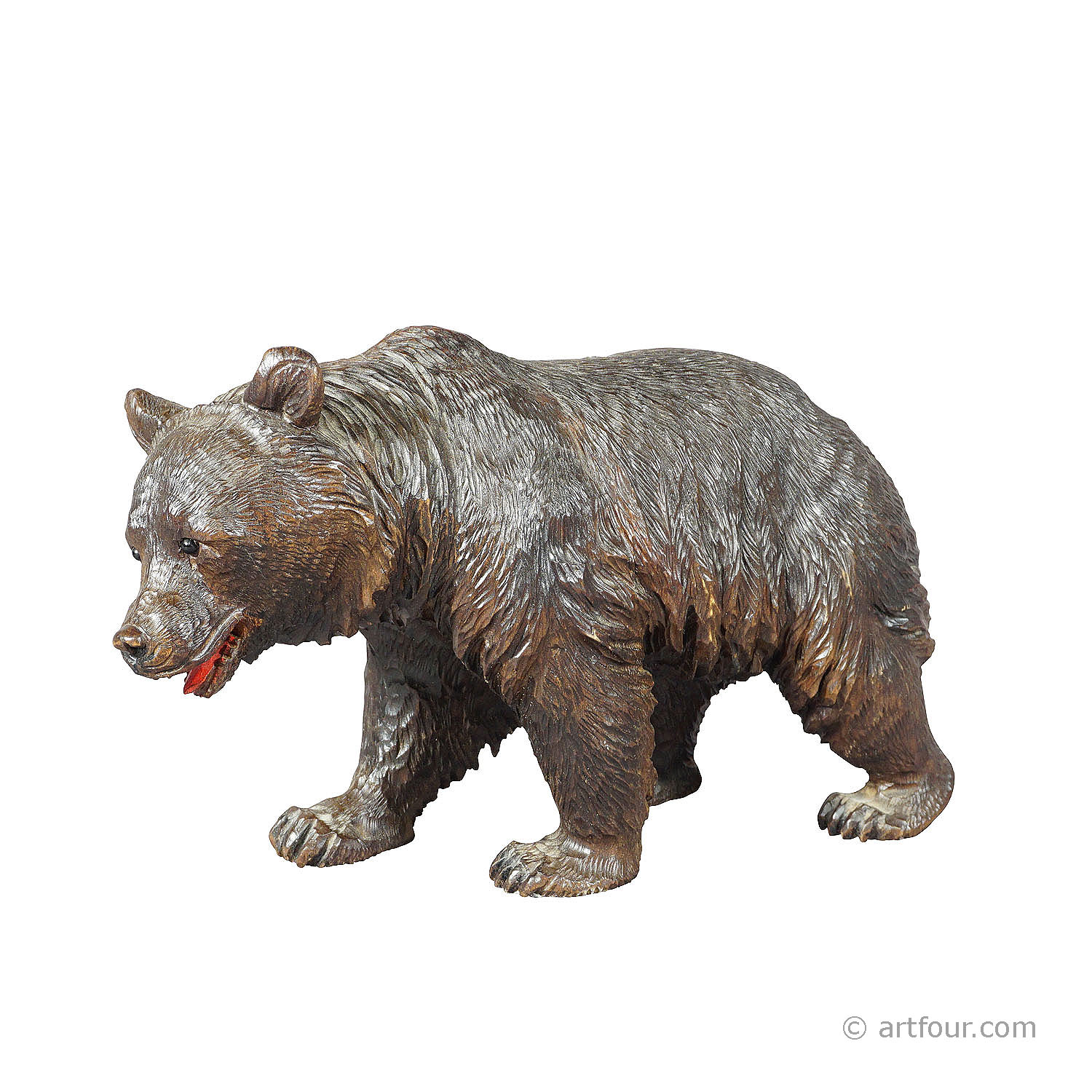 Large Wooden Strolling Bear Handcarved in Brienz ca. 1900