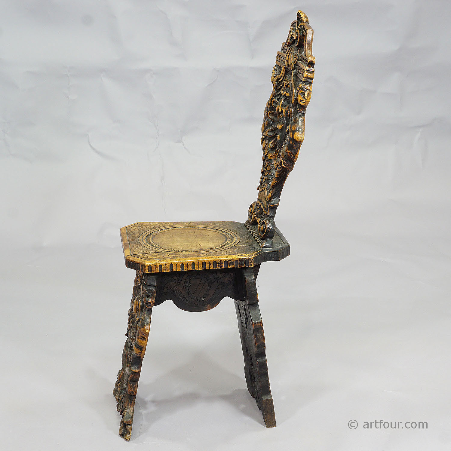 Renaissance Style Italian Sgabello Chair ca. 1860