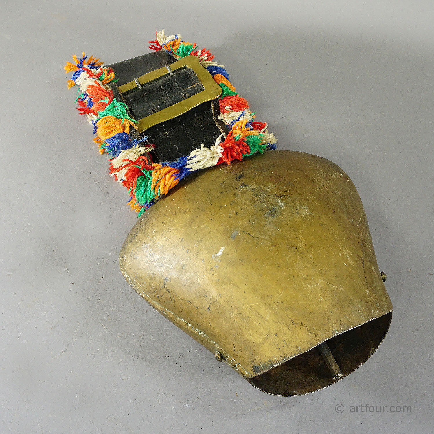 Large Handforged Cow Bell with Leather Strap, Swizerland ca. 1950s