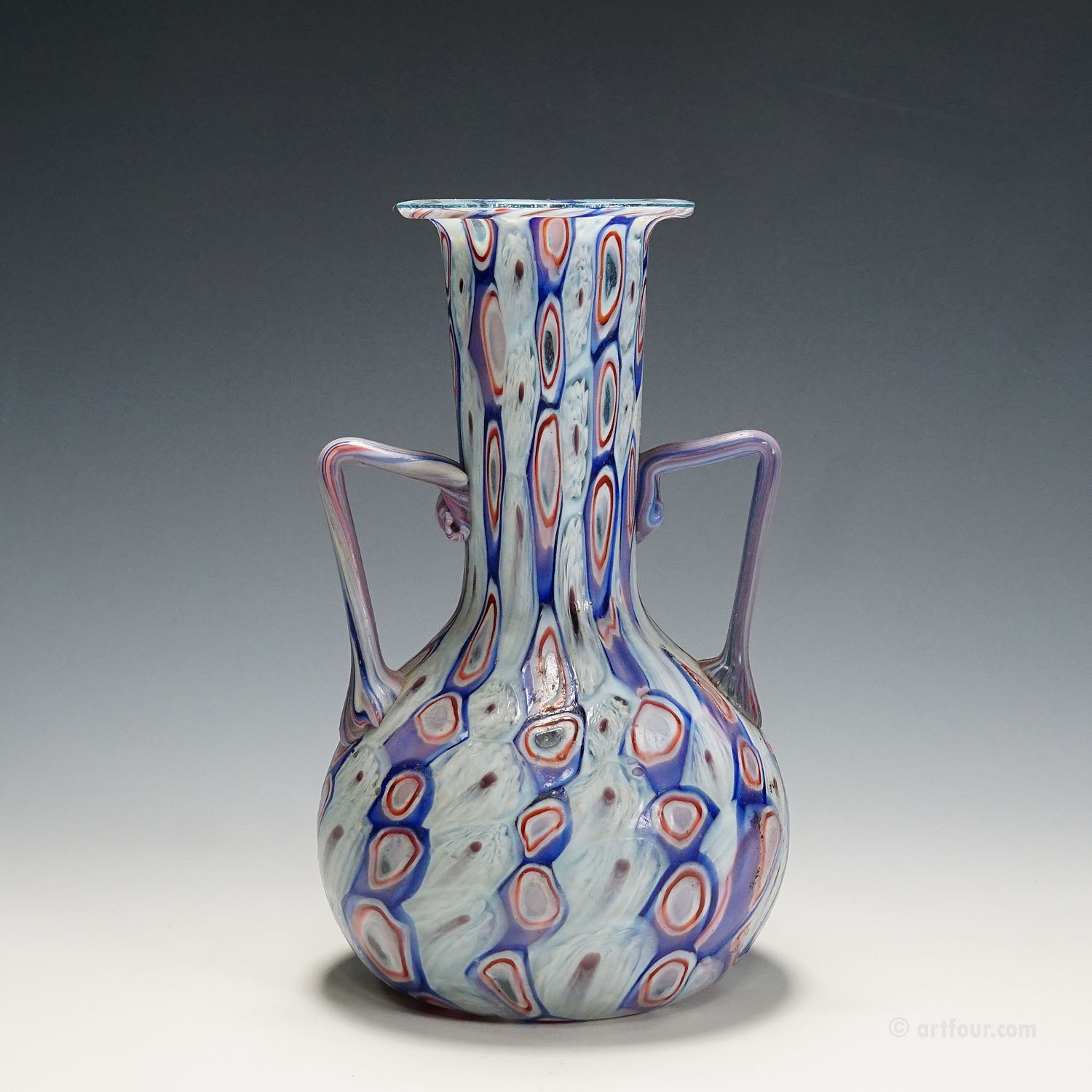 Large Millefiori Vase with Handles by Fratelli Toso, Murano circa 1920s