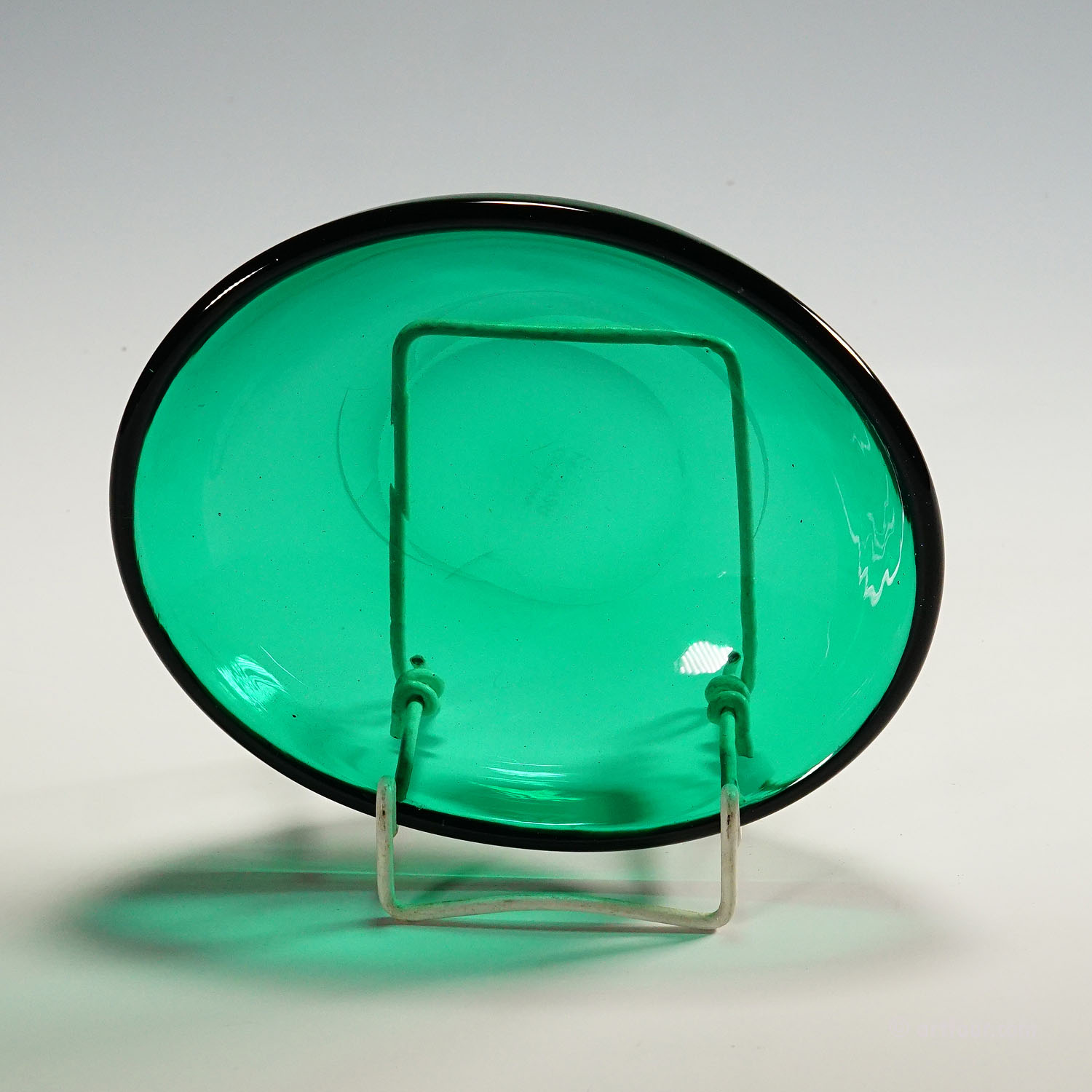 Small Oval Dish in Green Glass, Venini Murano ca. 1930s