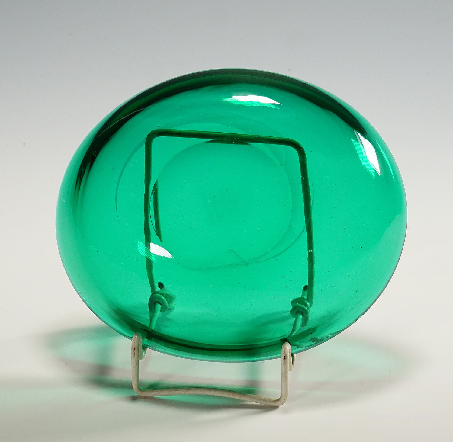 Small Oval Dish in Green Glass, Venini Murano ca. 1930s