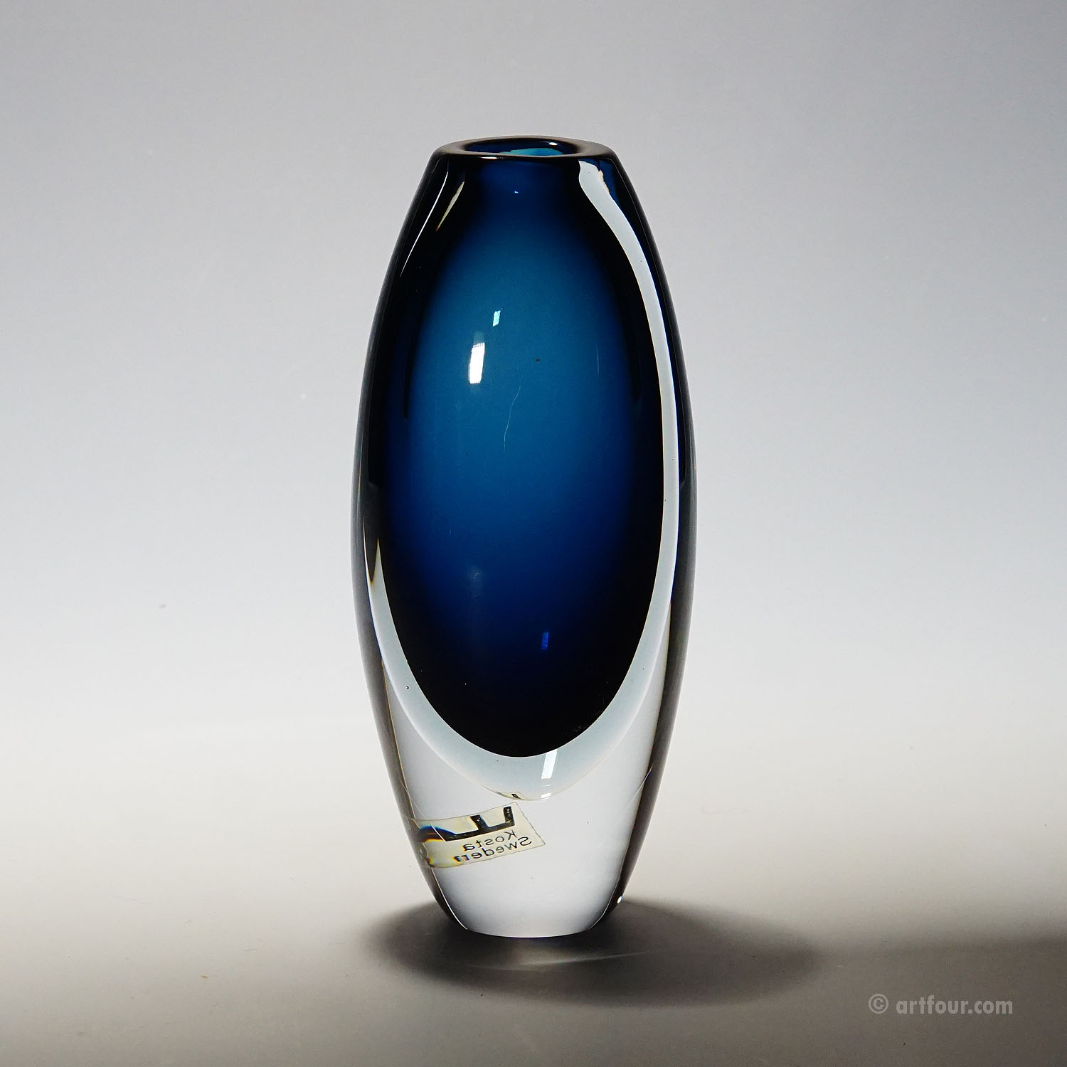 Vase in Blue and Grey by Vicke Lindstrand for Kosta 1950s