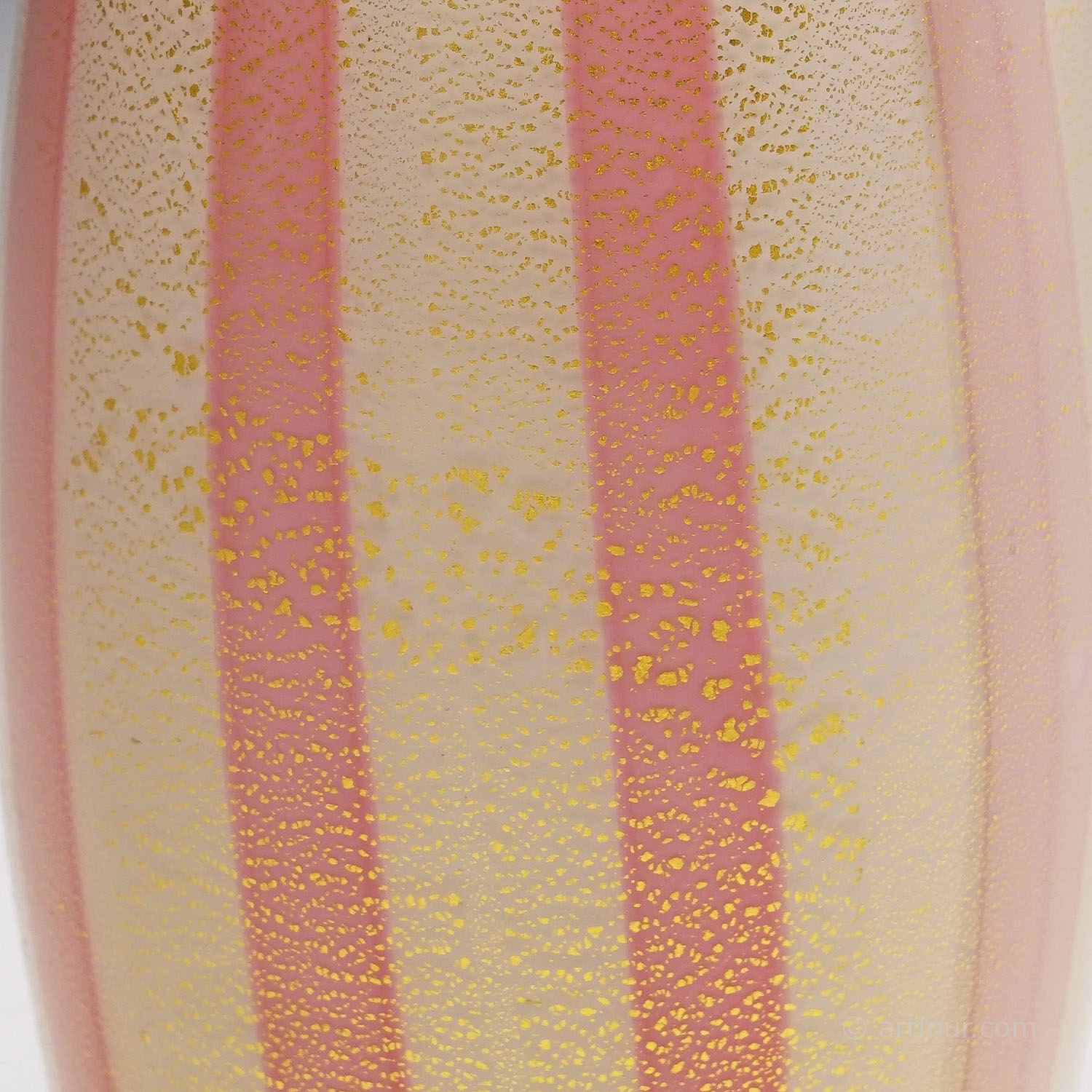 1950s Murano Art Glass Vase with Pink Stripes by Archimede Seguso (attr.) 
