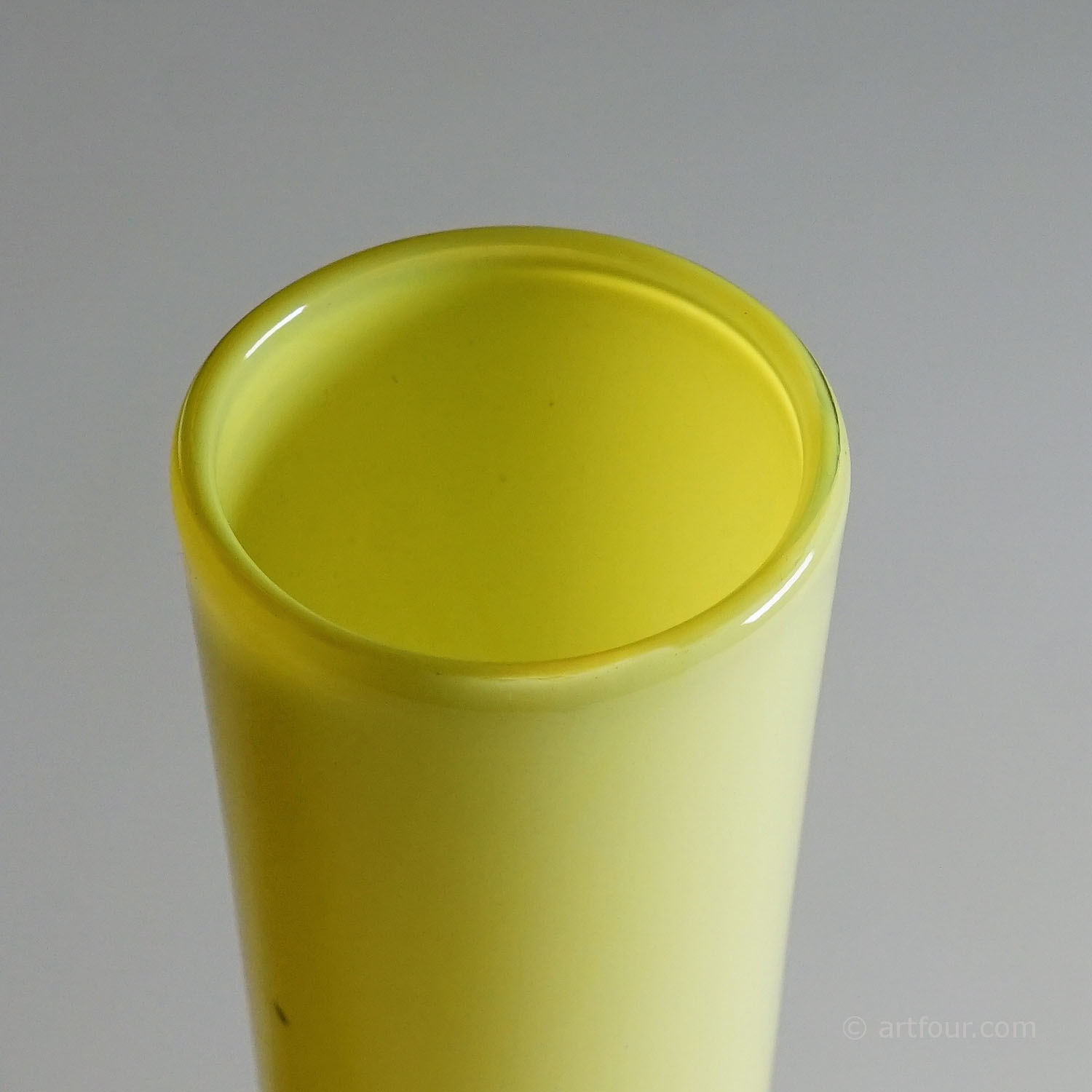 Vittorio Zecchin for Venini Soffiato Vase in Yellow and Lattimo Glass ca. 1950s