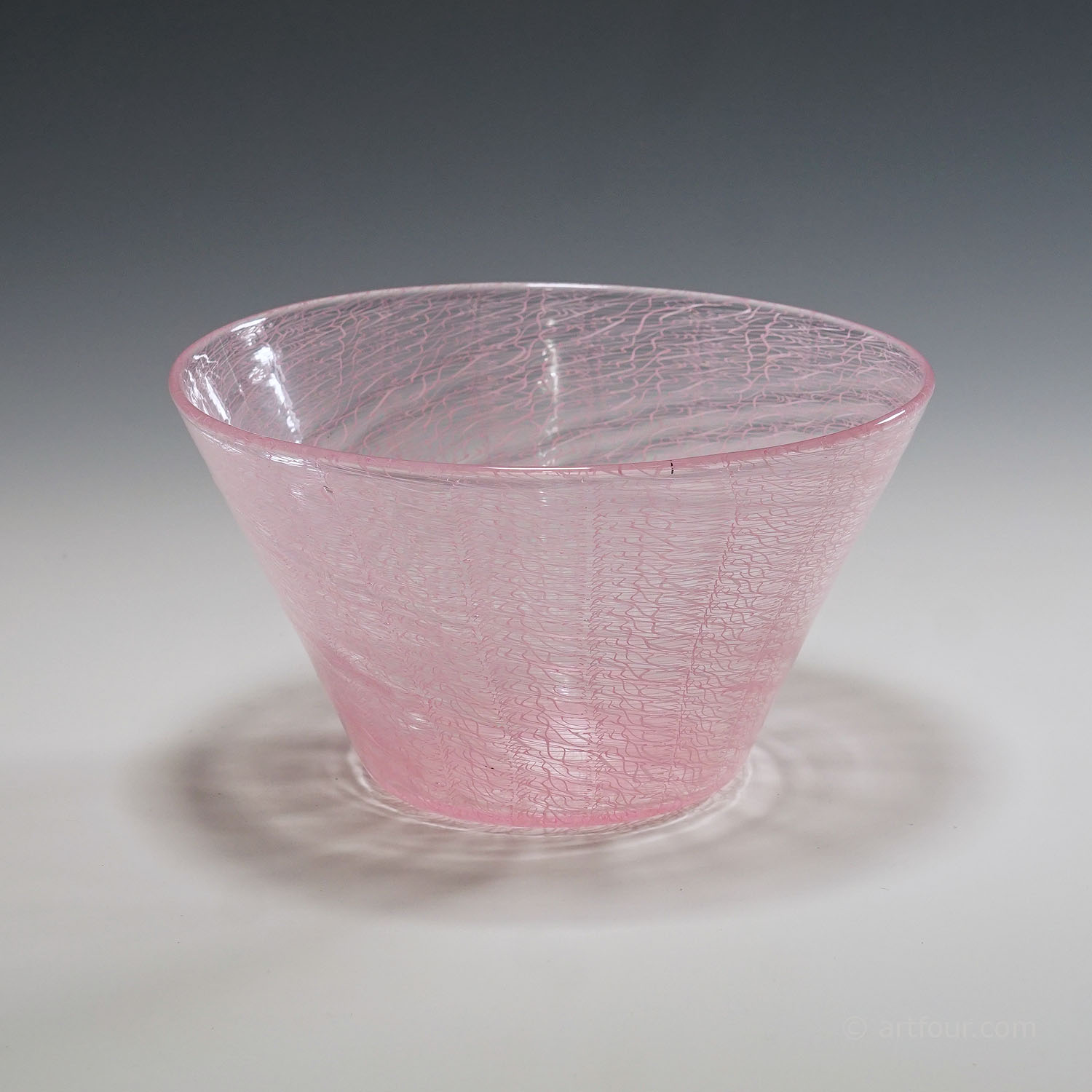 Archimede Seguso Merletto Art Glass Bowl, Murano Italy 1950s