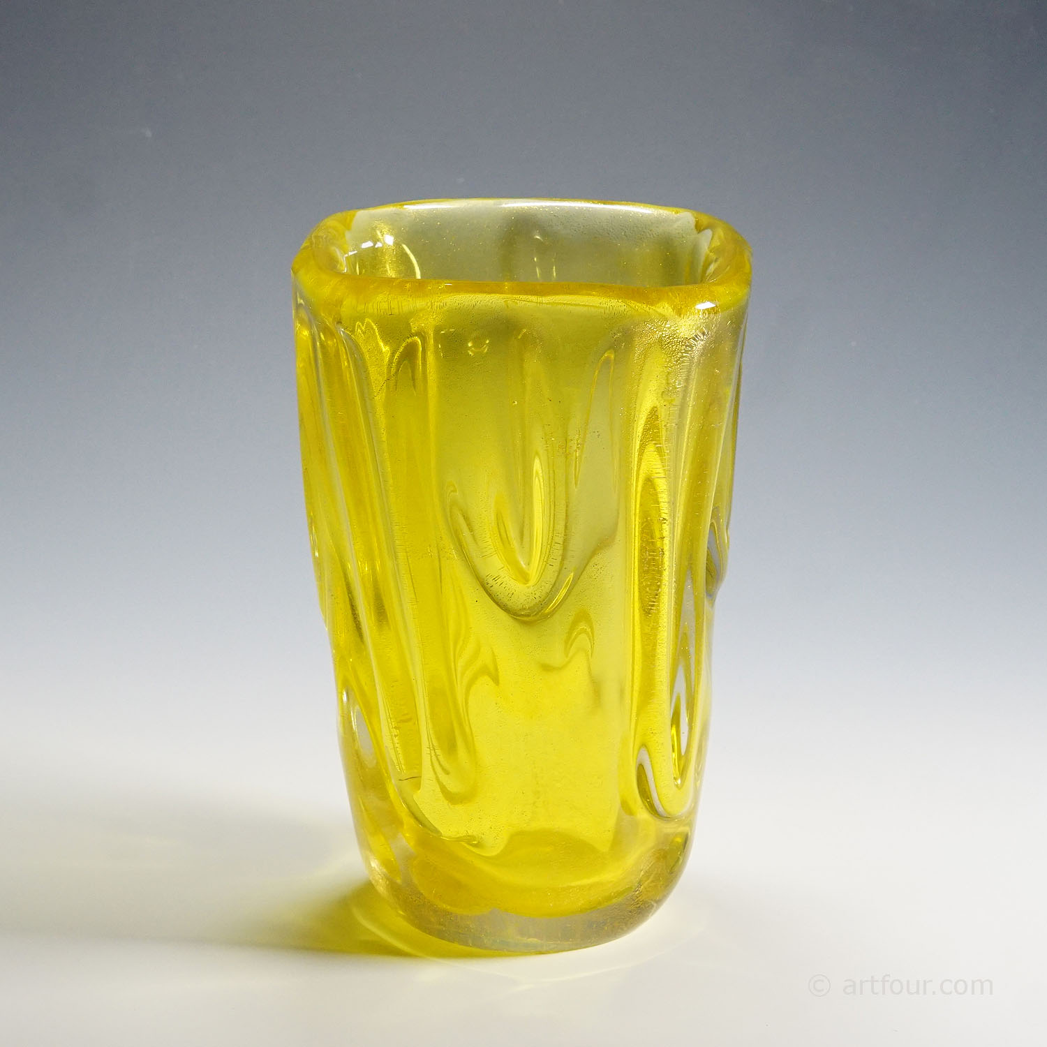 Flavio Poli for Seguso Vetri d'Arte Murano Sommerso Glass Vase 1930s