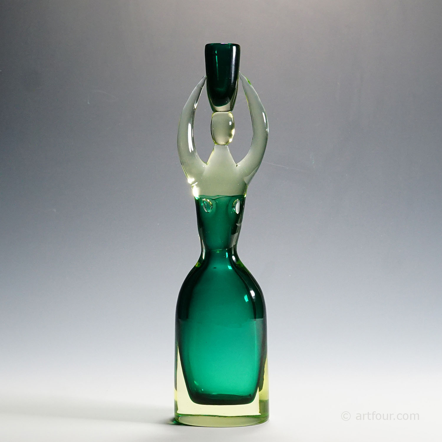 Large Cenedese Sommerso Glas Candle Stick, Murano 1970s