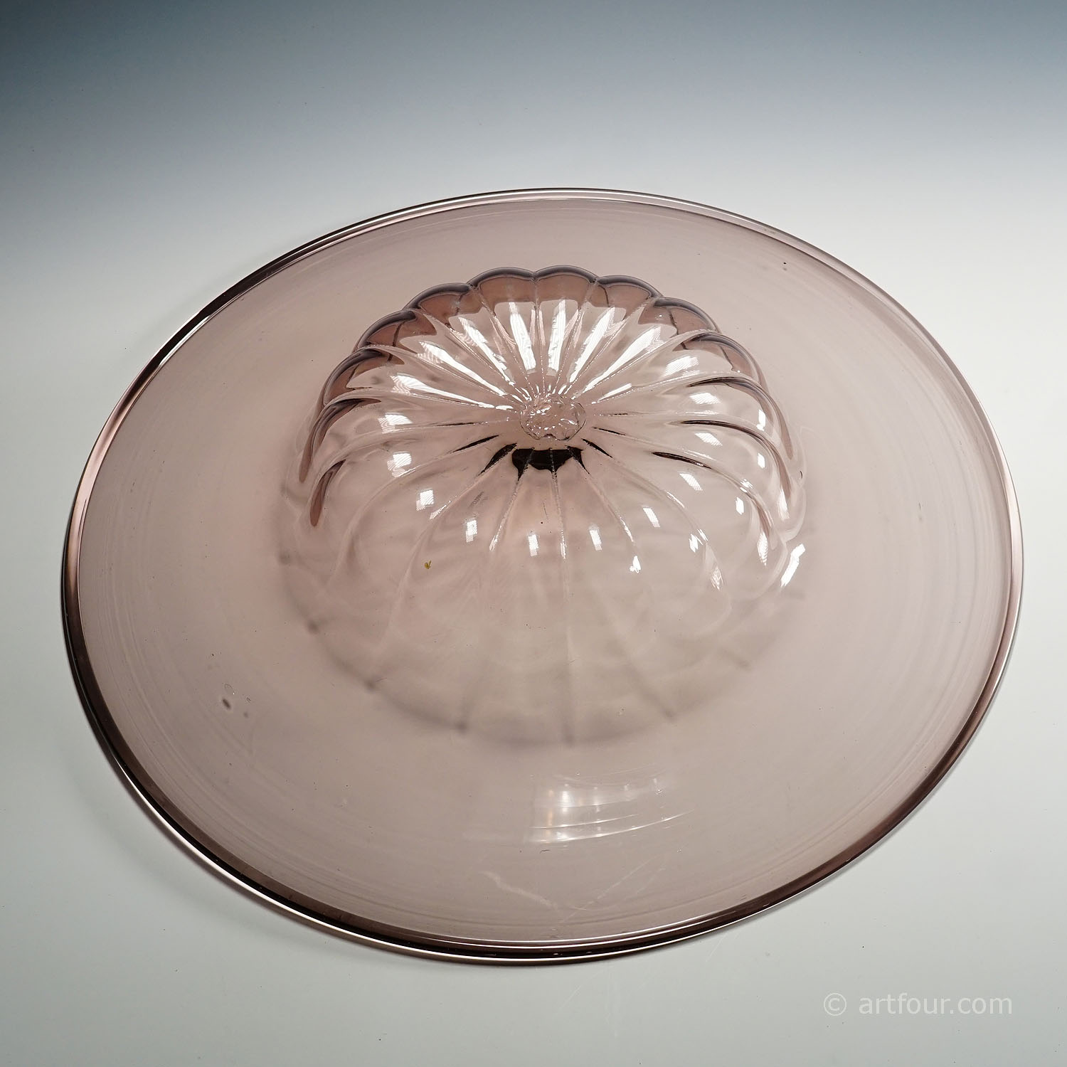 Very Large Vetro Soffiato Glass Dish by Vittorio Zecchin for Venini Murano ca. 1925