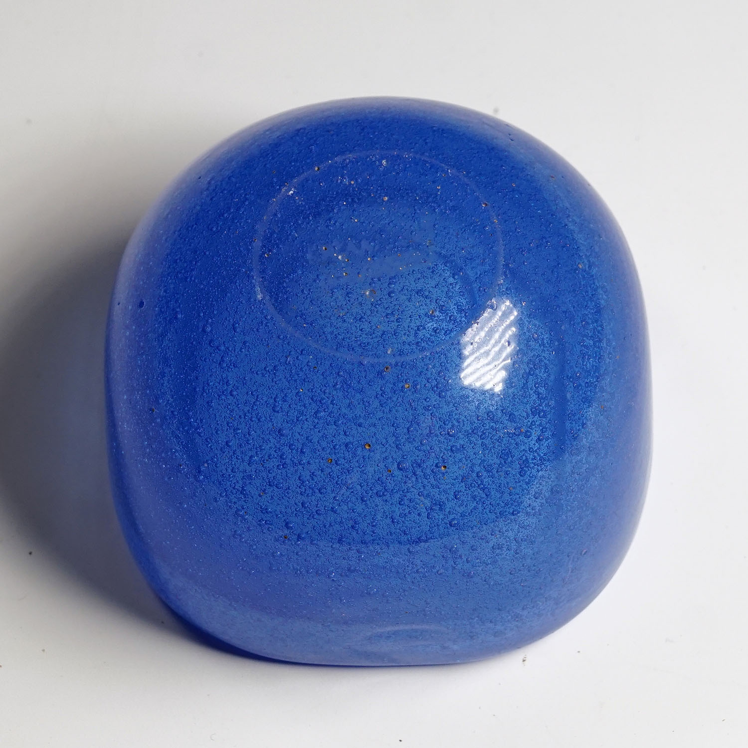 Small Bowl in Blue Bollicine Glass, Carlo Scarpa for Venini Murano 1930s