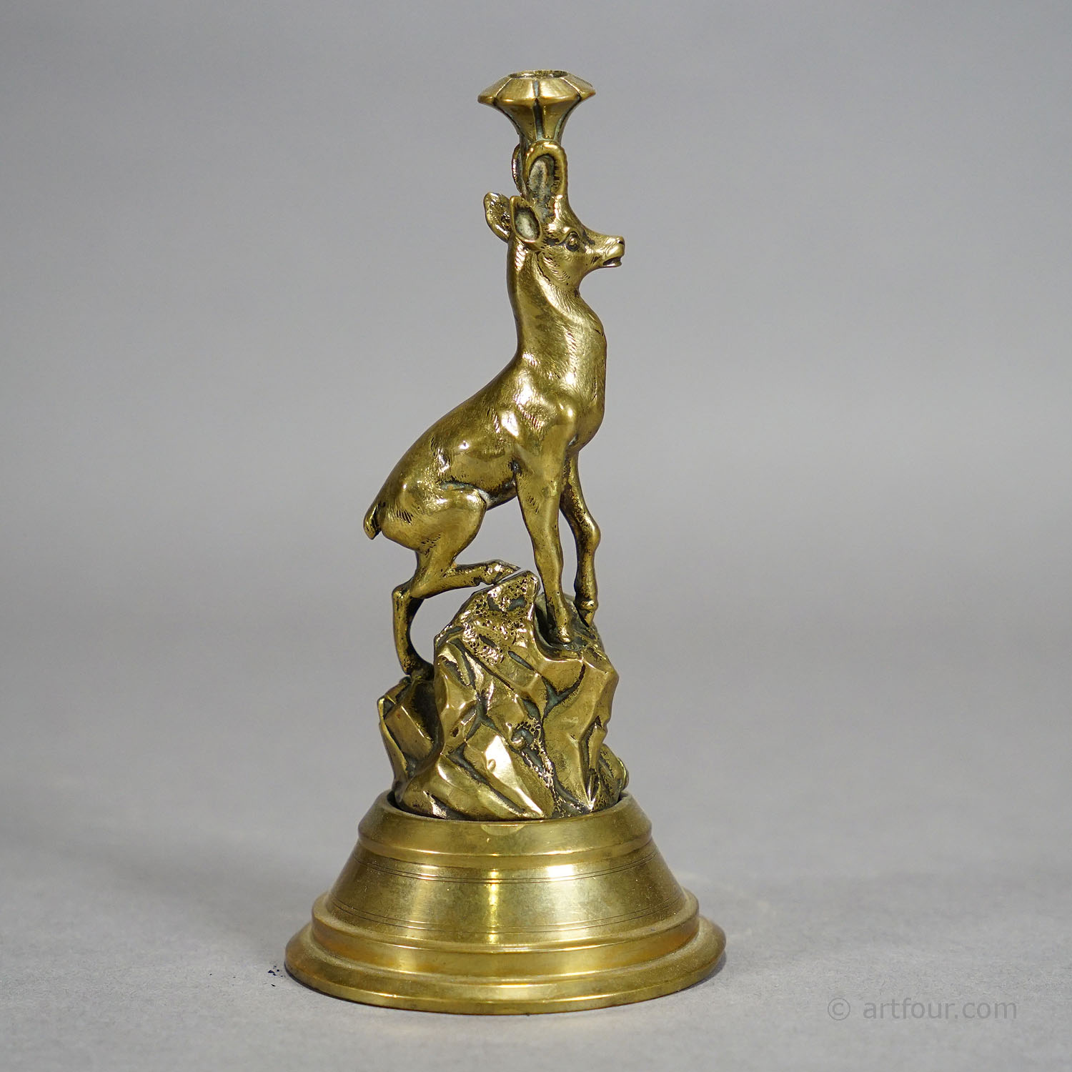 Lovely Antique Brass Candle Holder with Chamois