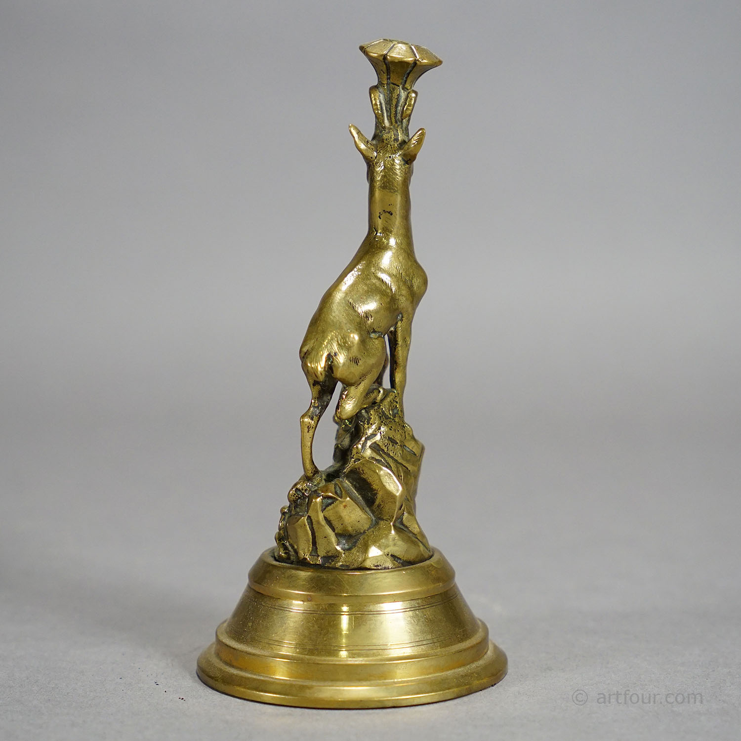 Lovely Antique Brass Candle Holder with Chamois