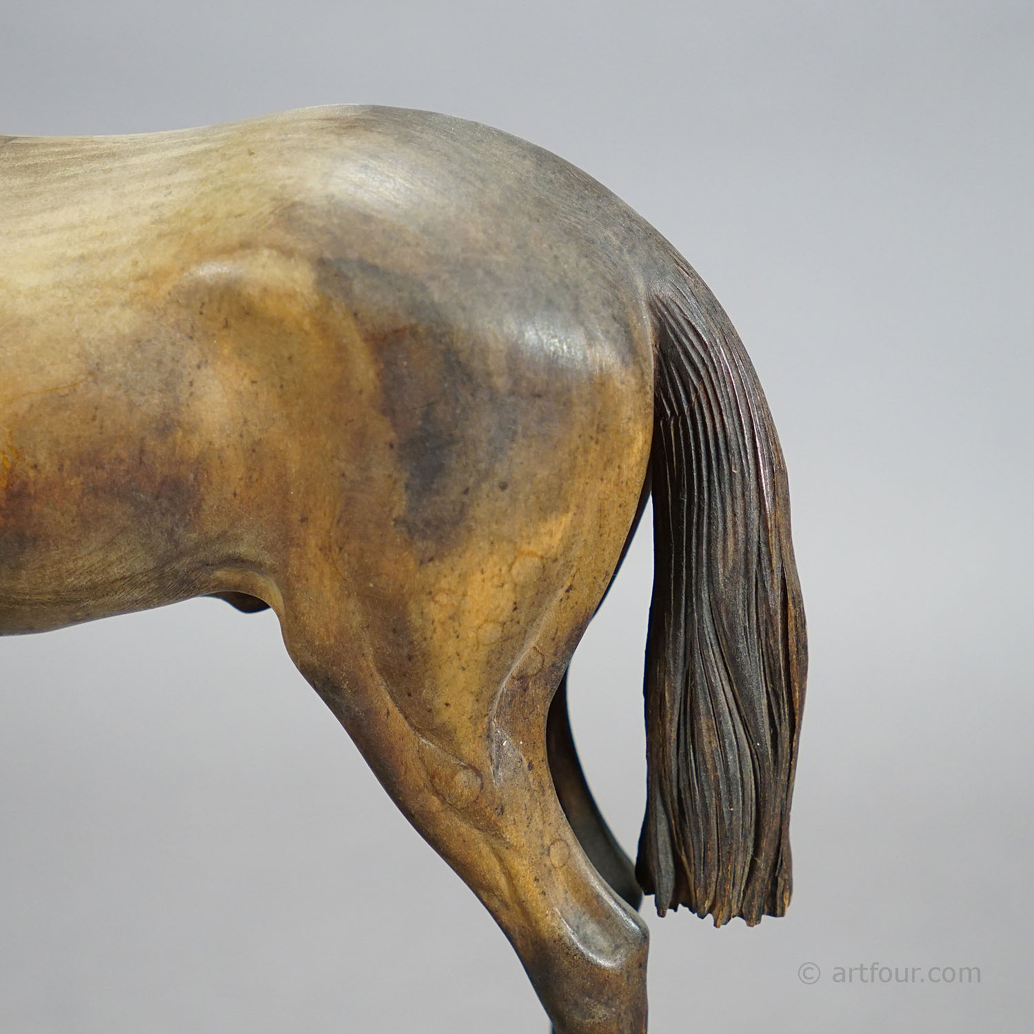 Naturalistic Black Forest Carved Horse Sculpture by Vitus Madl, Germany