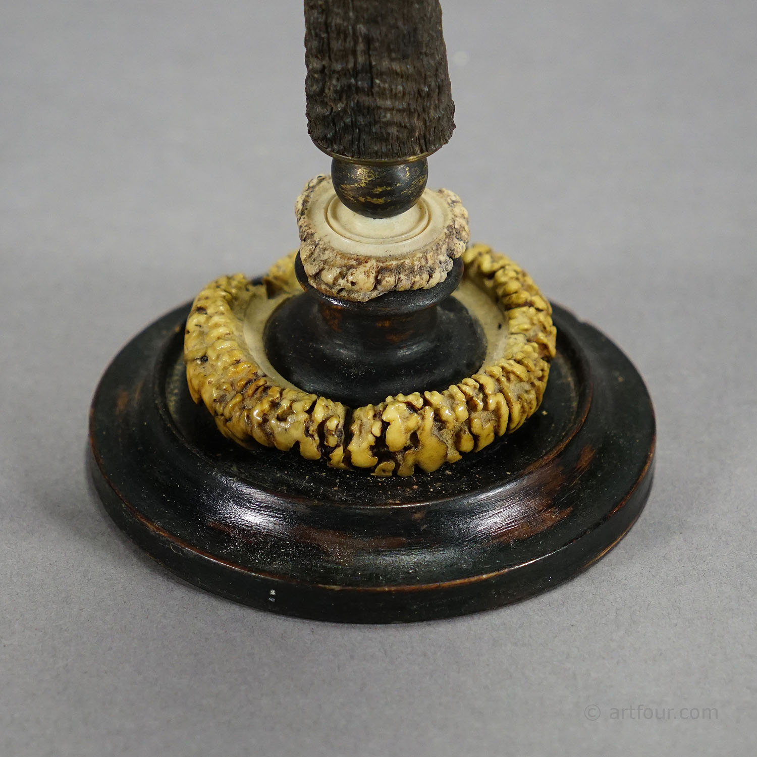 Cabin Decor Antler Candle Holder with Chamois and Deer Horns, Germany ca. 1900