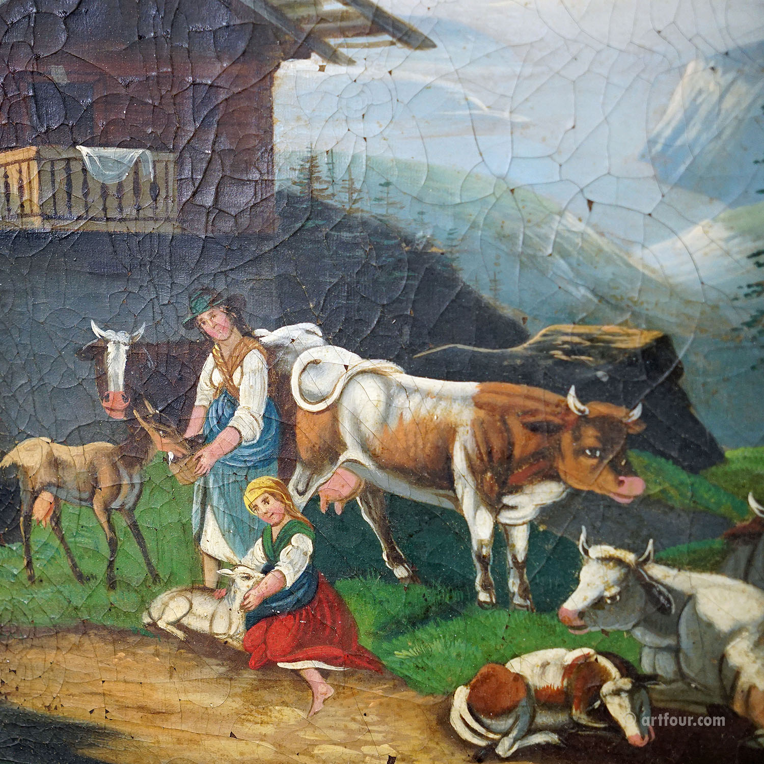 Unknown - Folksy Scenery with Cattles, Goats and Farmer's Wifes, ca. 1900s