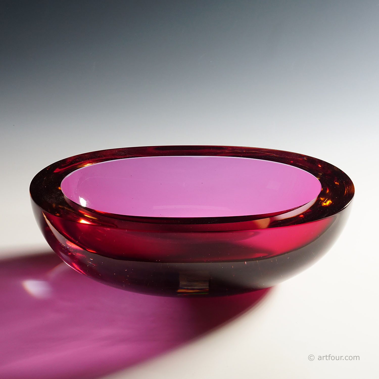 Large Seguso Vetri d'Arte Murano Sommerso Glass Bowl 1960s