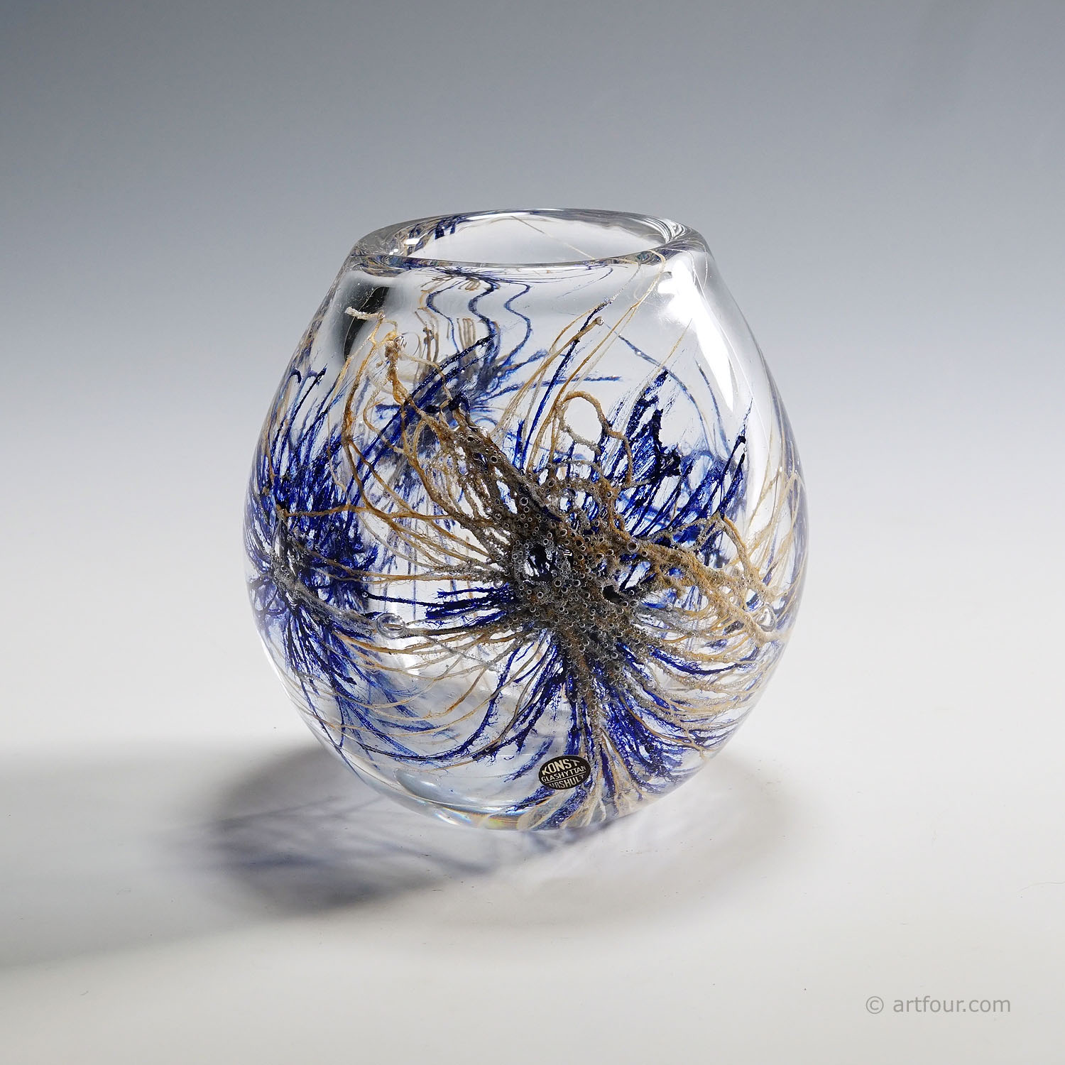Vintage Graal Artglass Vase by Goran Stroemgren for Art Glassworks Urshult Sweden
