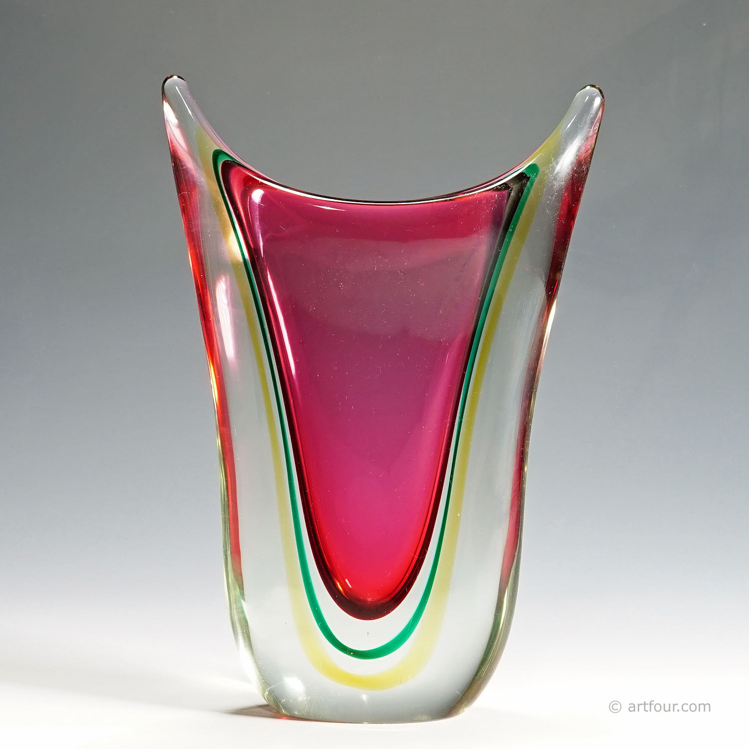 Midcentury Murano Sommerso Art Glass Vase by C.O.V.E.M 1960s