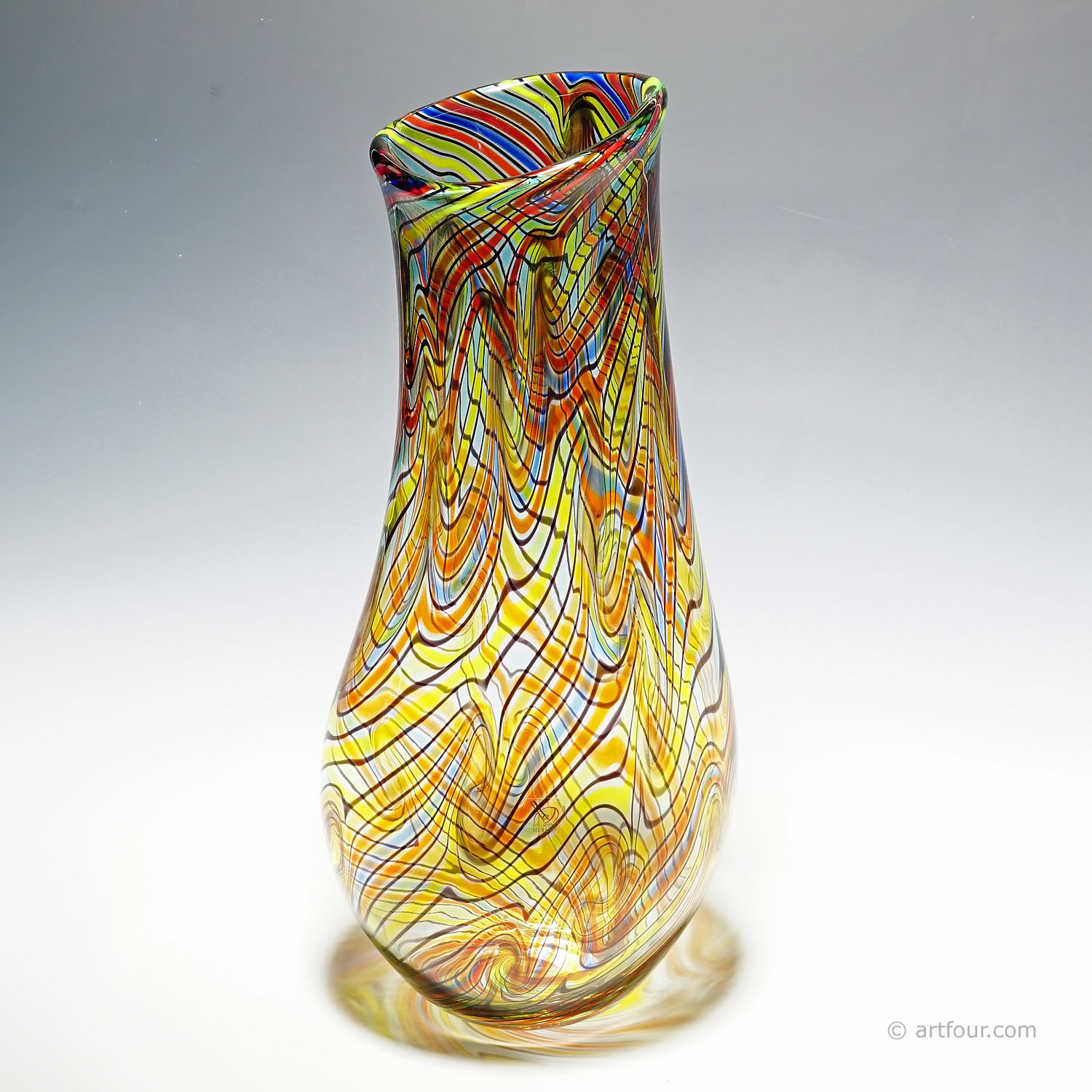 Monumental Art Glass Vase by Luca Vidal, Murano 