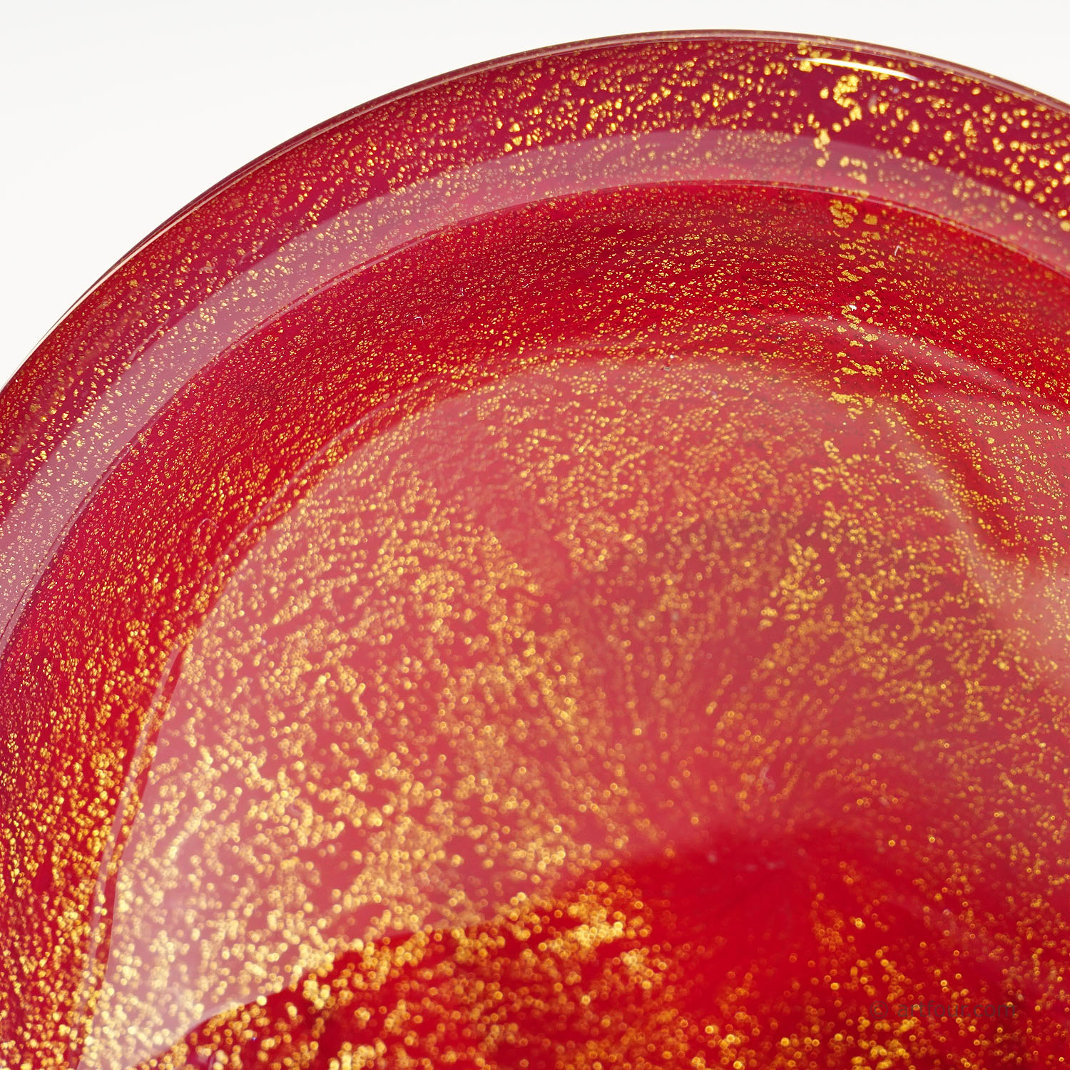 Murano Art Glass Bowl in Red with Gold, Seguso ca. 1960s