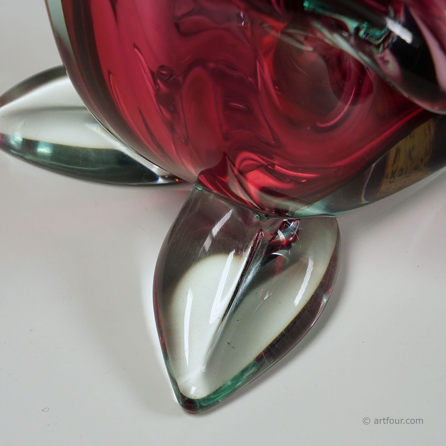 Vintage Murano Sommerso Art Glass Cornucopia by Archimede Seguso